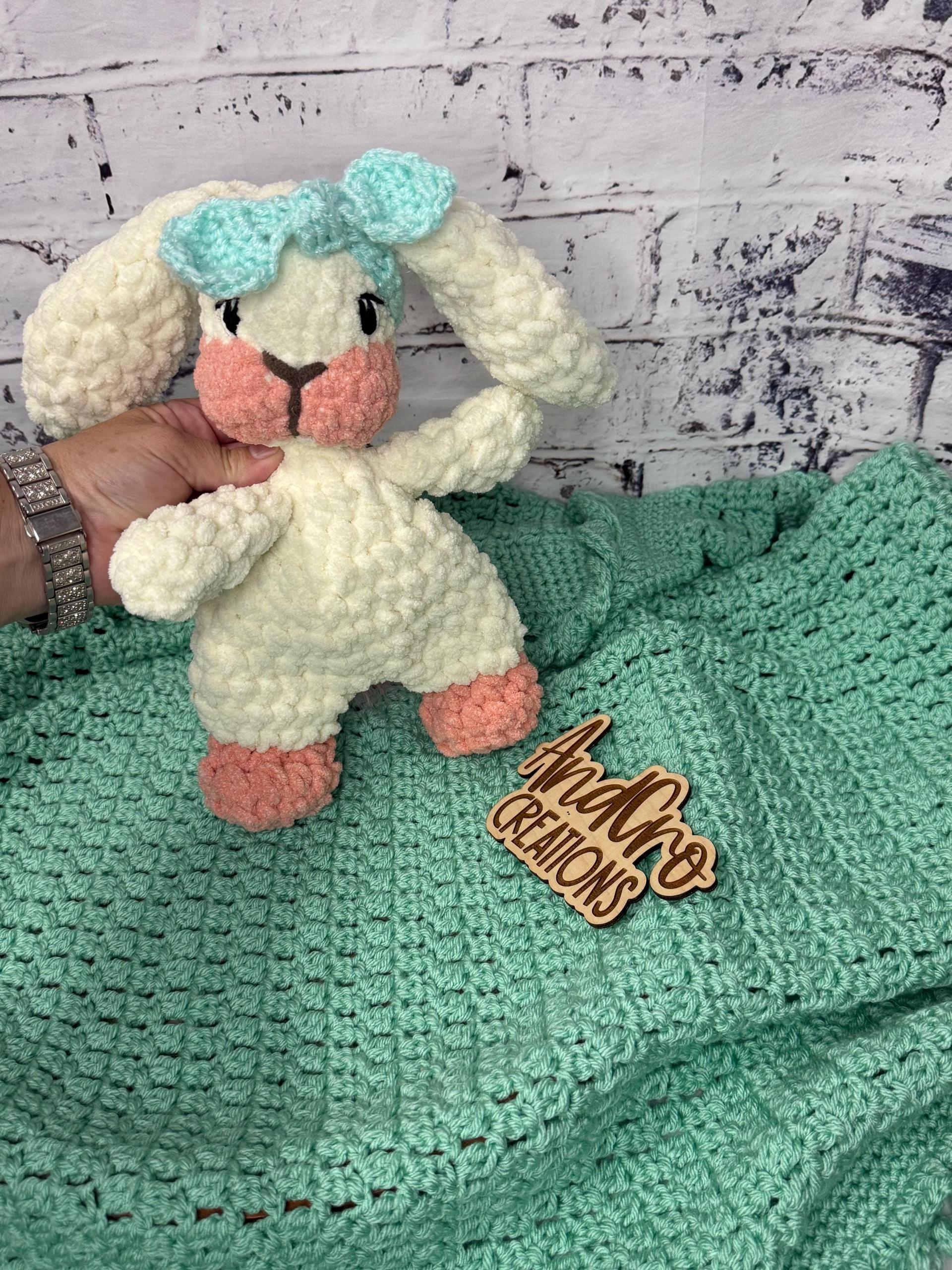 Handmade Plush Bunny Snuggler • Soft Amigurumi Lovey Toy thumbnail 5