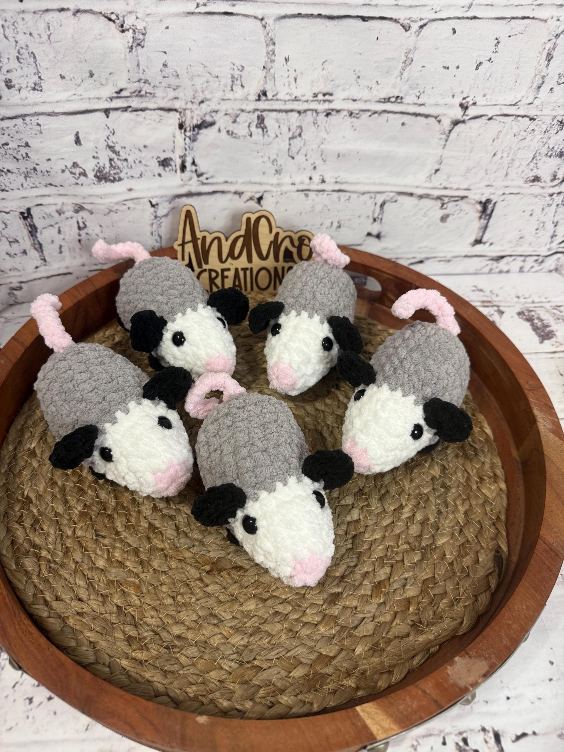 Chubby Amigurumi Opossum Crochet Plush Toy • Handmade Stuffed Opossum Friend • Possum thumbnail 6