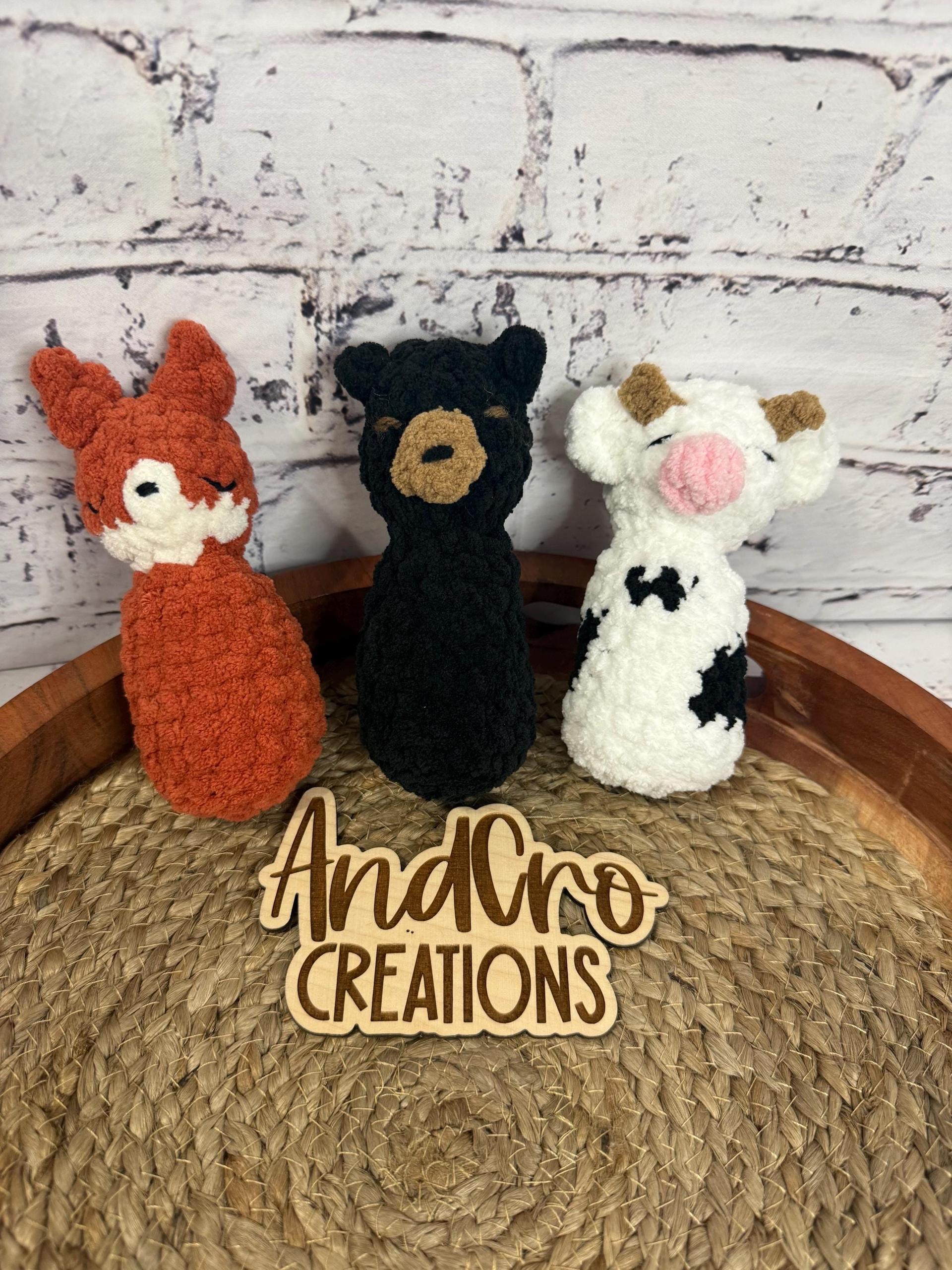 Rattle Chubby Mini Peg Shaped Crochet Plush Toy • Handmade Stuffed Animal Friend