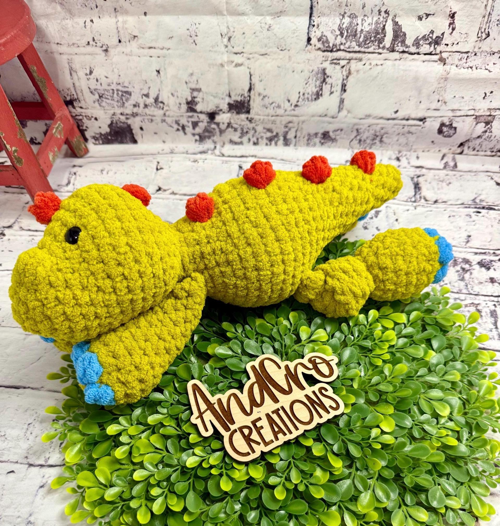 Handmade Crochet Dinosaur Plushie • Soft Plush Yarn Stuffed Animal Toy
