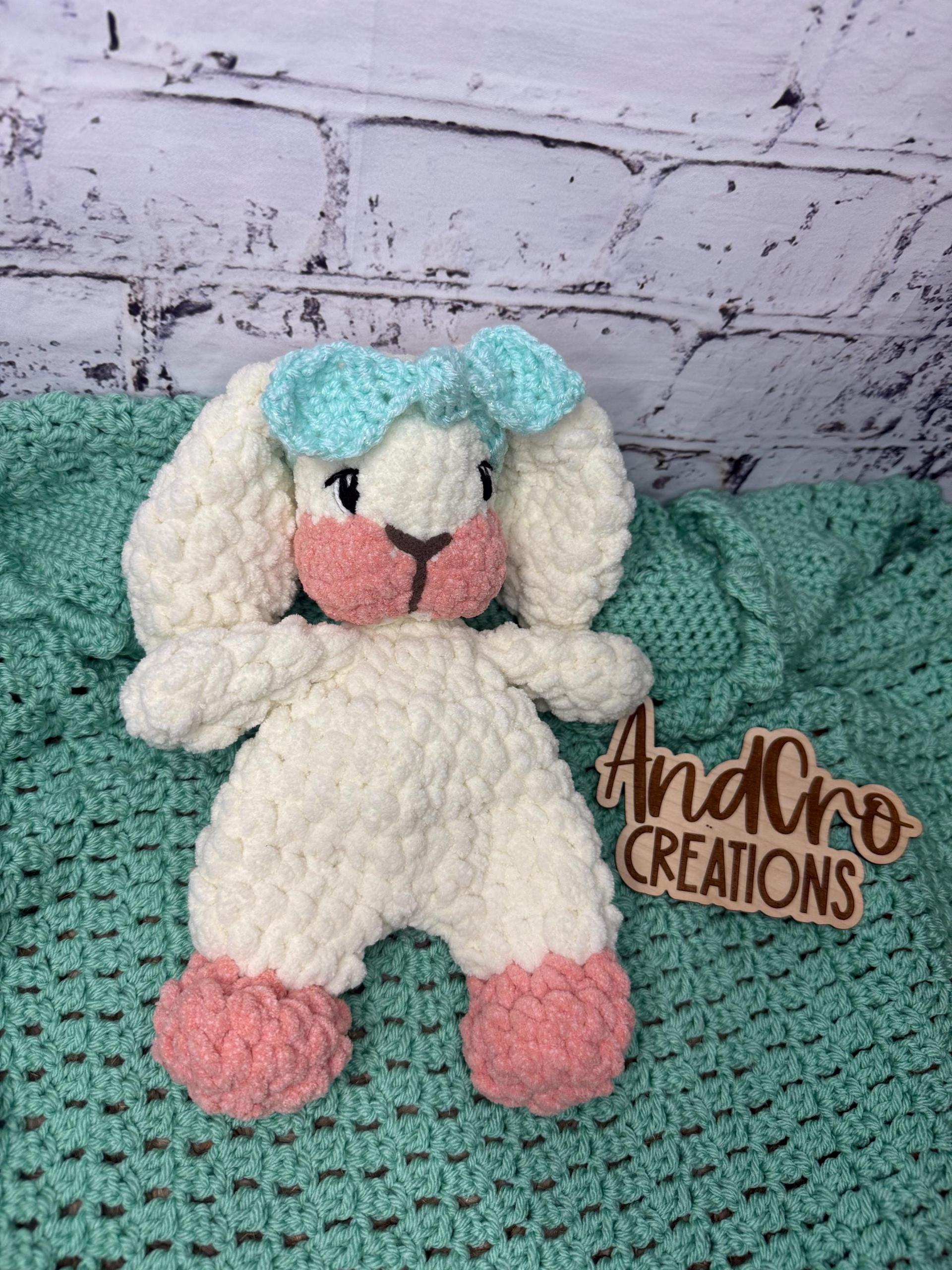 Handmade Plush Bunny Snuggler • Soft Amigurumi Lovey Toy thumbnail 3