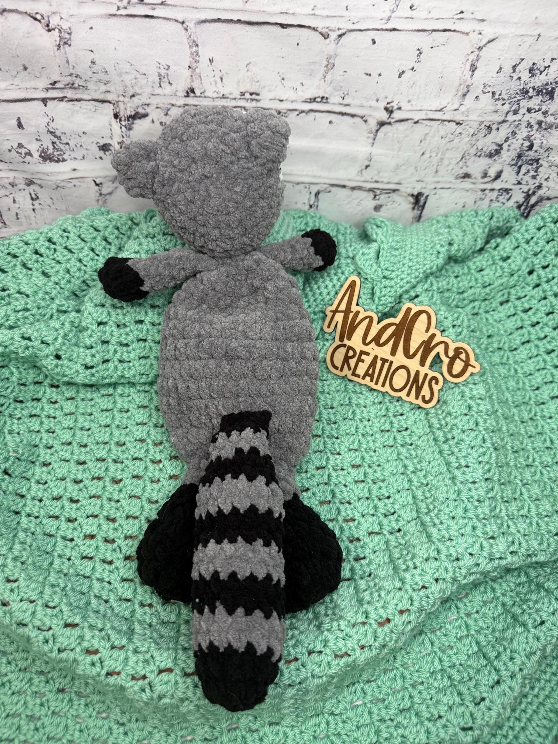 Handmade Plush Raccoon Snuggler • Crocheted Amigurumi Lovey Toy thumbnail 3