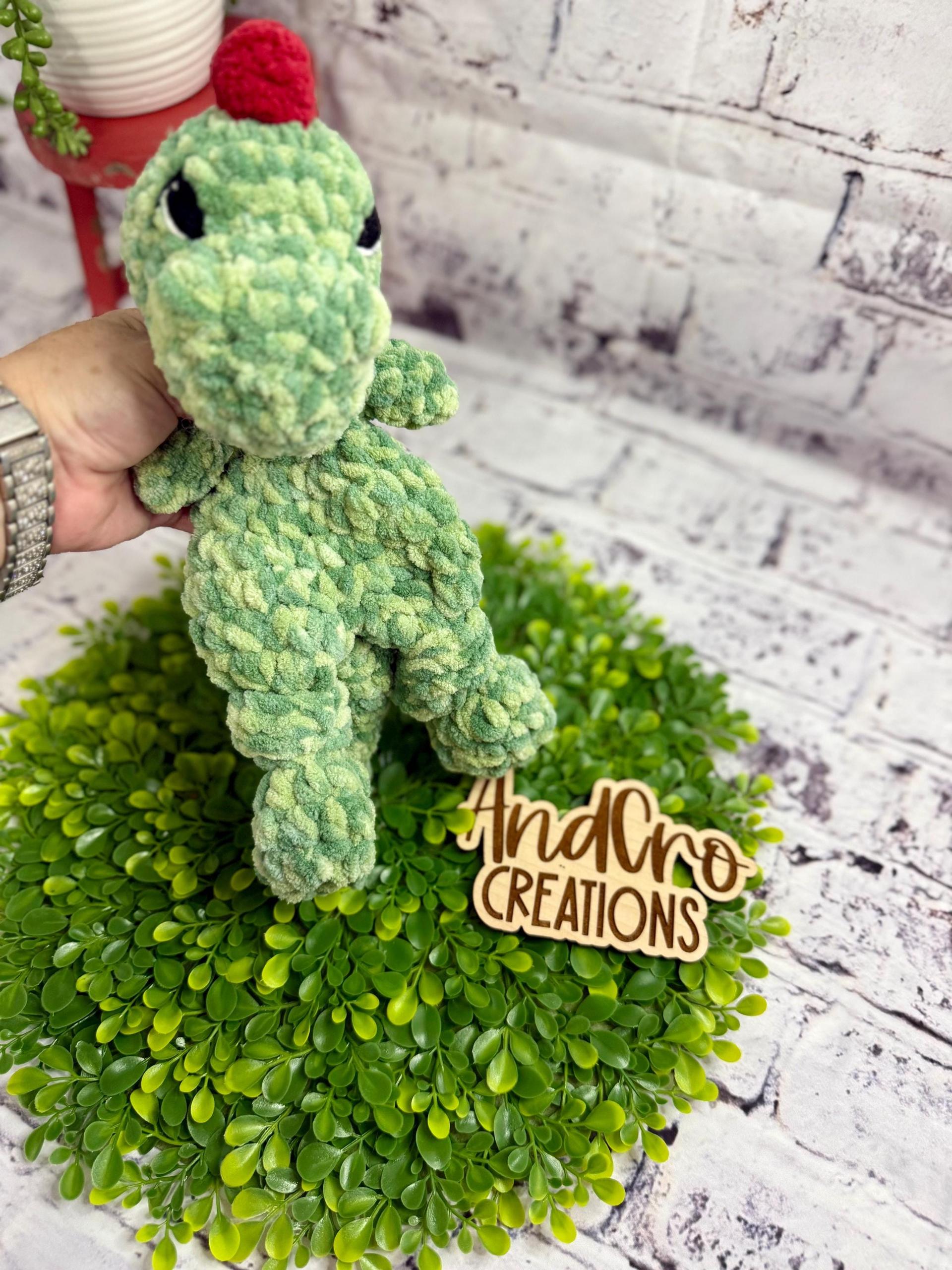 Handmade Crochet Dinosaur Snuggler • Soft Plush Yarn Stuffed Animal Toy thumbnail 6