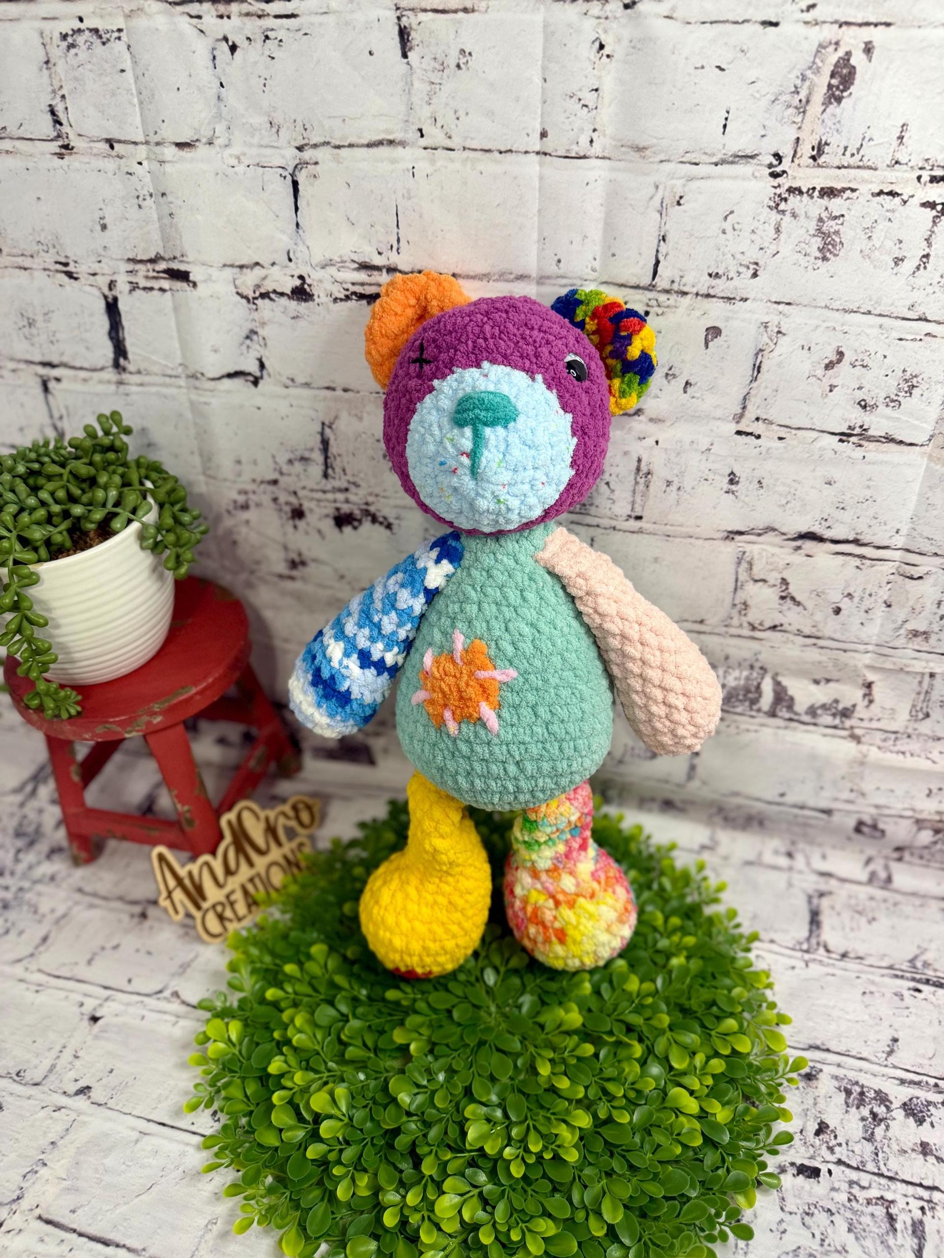 Scrappy Patchwork Bear • Handmade Amigurumi Stuffed Animal Toy thumbnail 7
