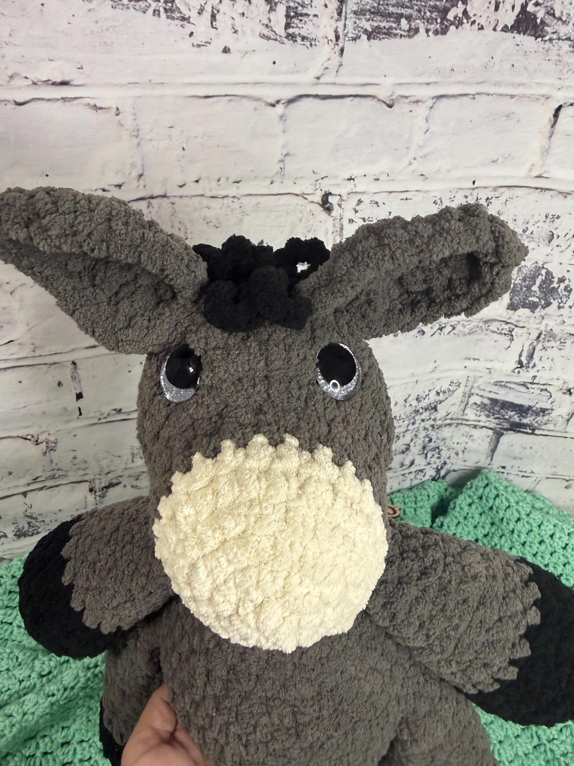 Oversized Crochet Donkey Plushie • Handmade Amigurumi Stuffed Animal Toy thumbnail 2