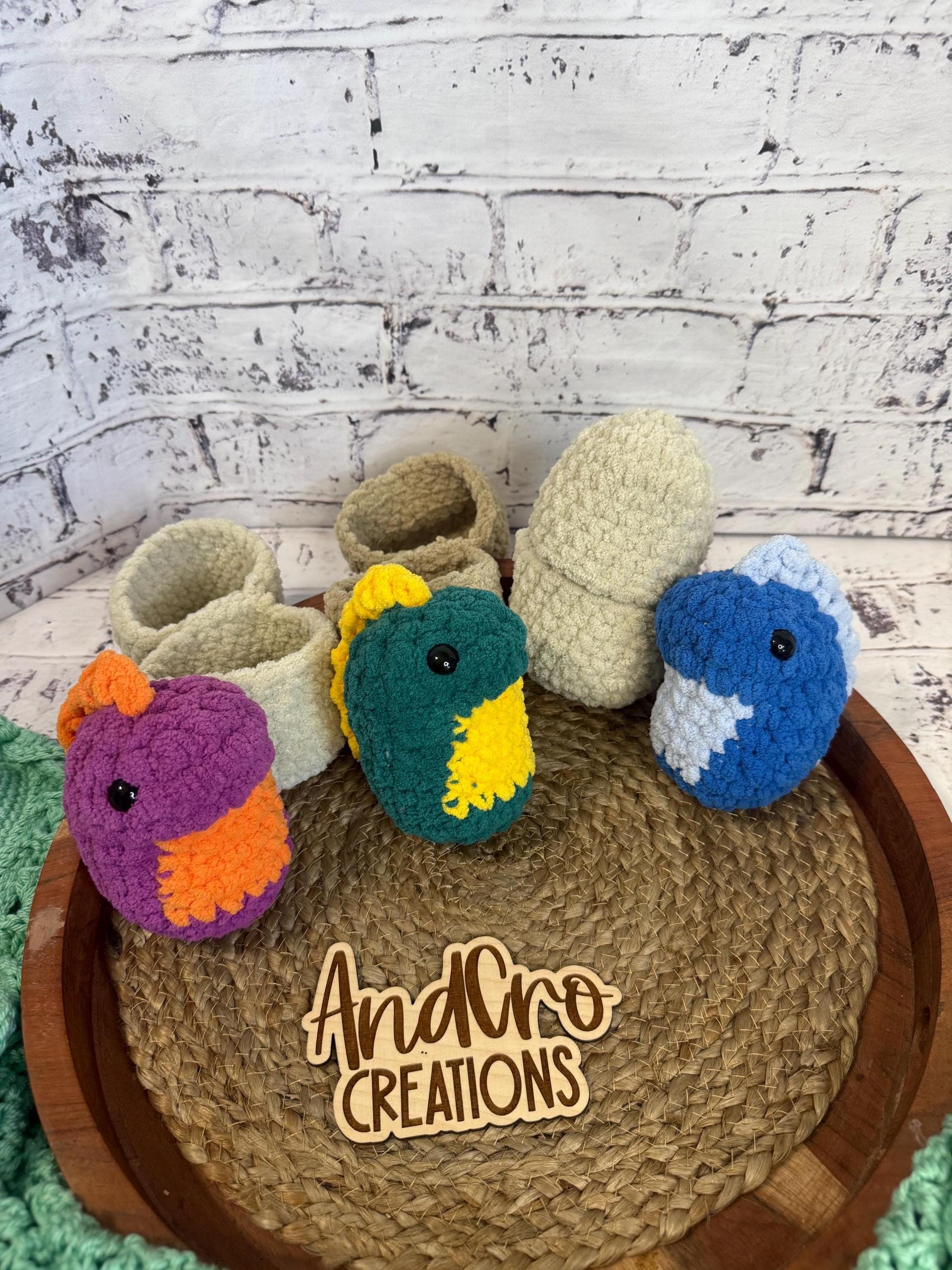 Chubby Hatching Dino Crochet Plush Toy • Handmade Stuffed Dino Friend thumbnail 2