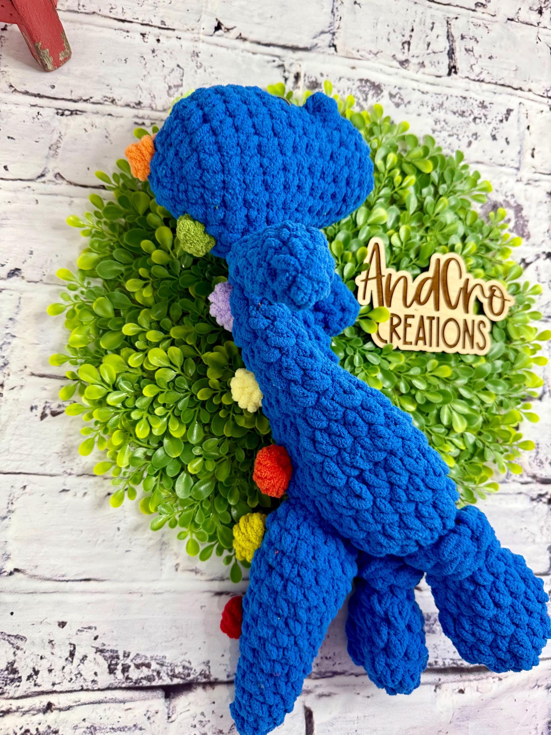 Handmade Crochet Dinosaur Snuggler • Soft Plush Yarn Stuffed Animal Toy thumbnail 8