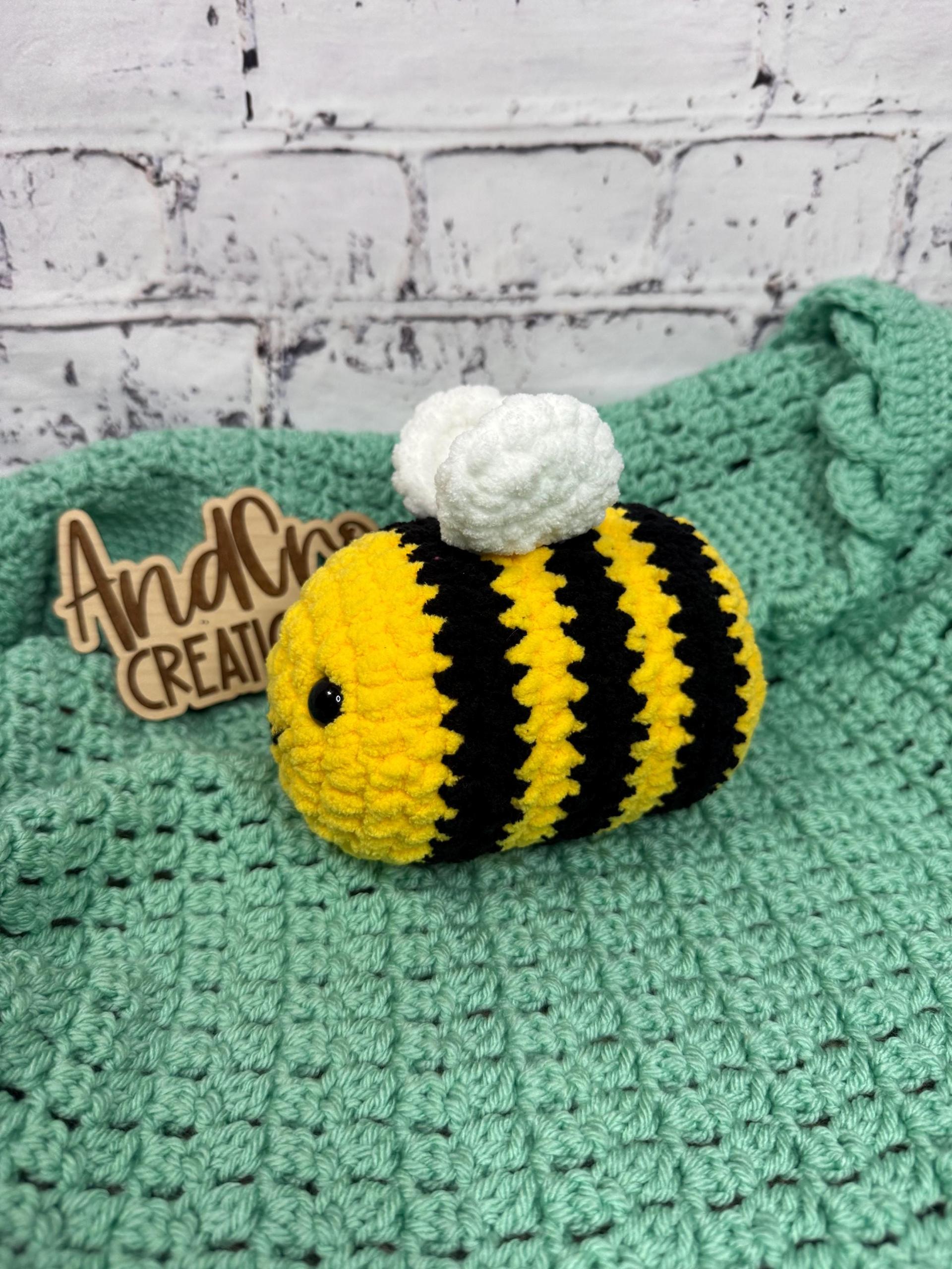 Chubby Amigurumi Bee Crochet Plush Toy • Handmade Stuffed Bee Friend thumbnail 3
