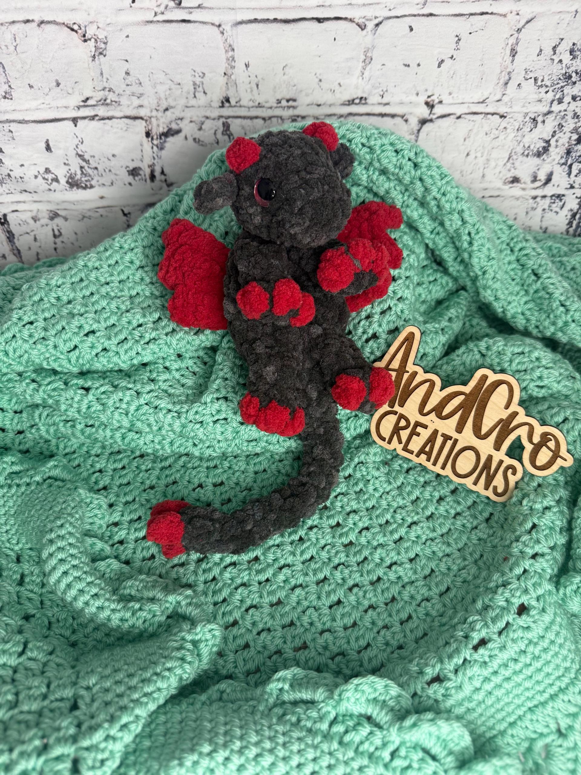Handmade Crochet Dragon Plushie • Amigurumi Dragon Toy • Fantasy Stuffed Animal Gift thumbnail 4