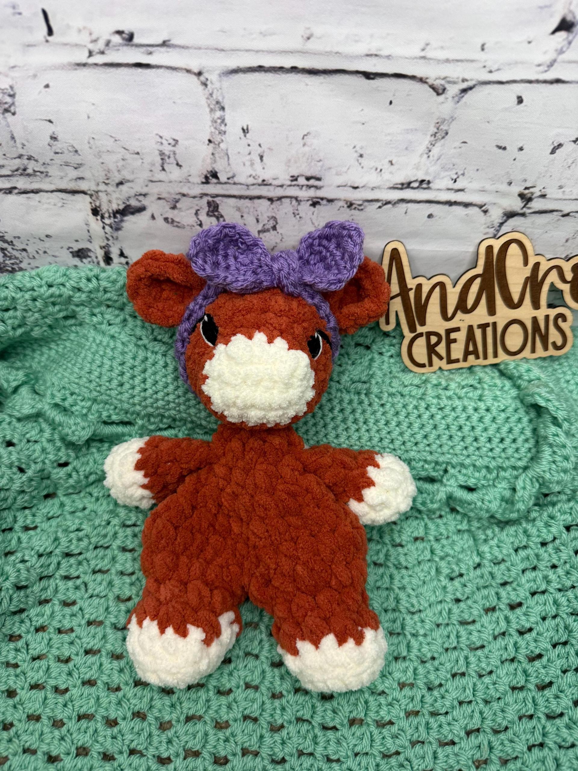 Itty Charlie the Calf Snuggler • Adorable Amigurumi Calf • Handmade Lovey Cow