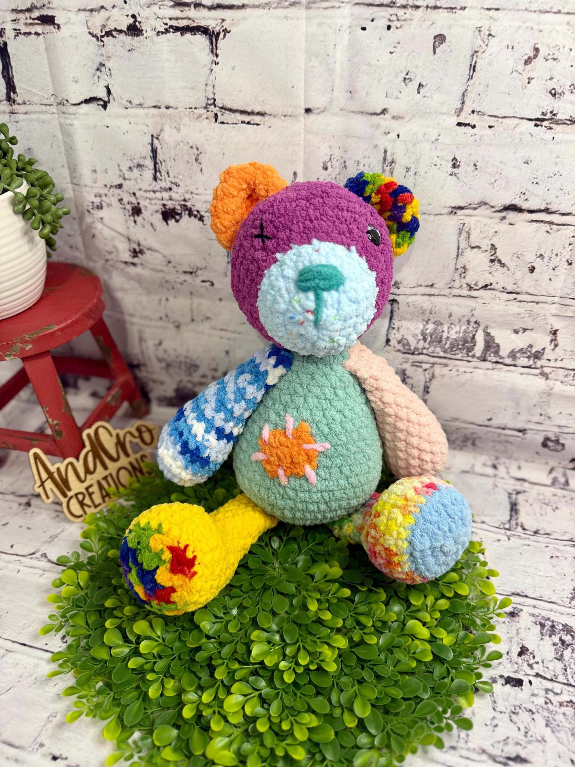 Scrappy Patchwork Bear • Handmade Amigurumi Stuffed Animal Toy thumbnail 2