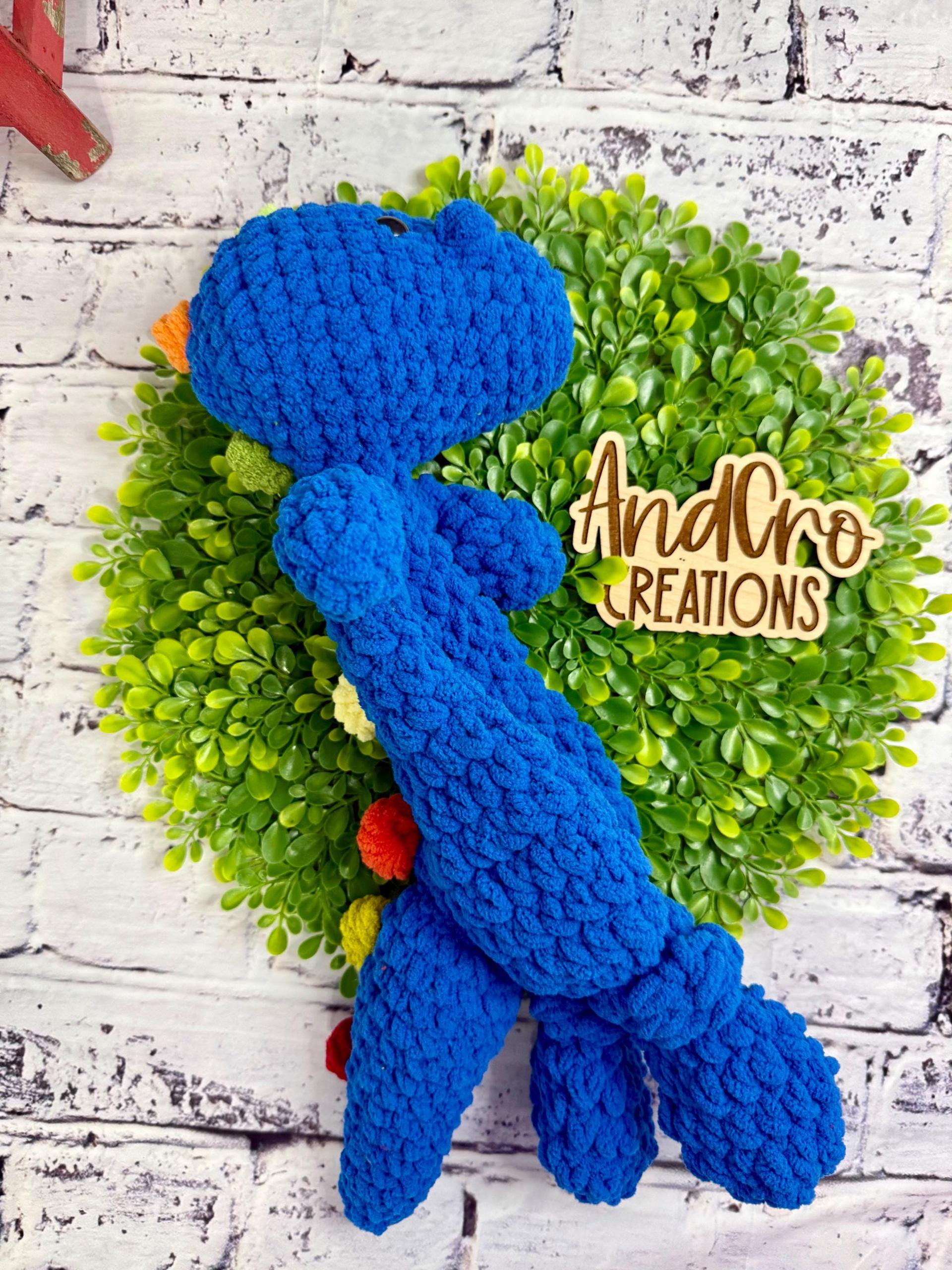 Handmade Crochet Dinosaur Snuggler • Soft Plush Yarn Stuffed Animal Toy thumbnail 7