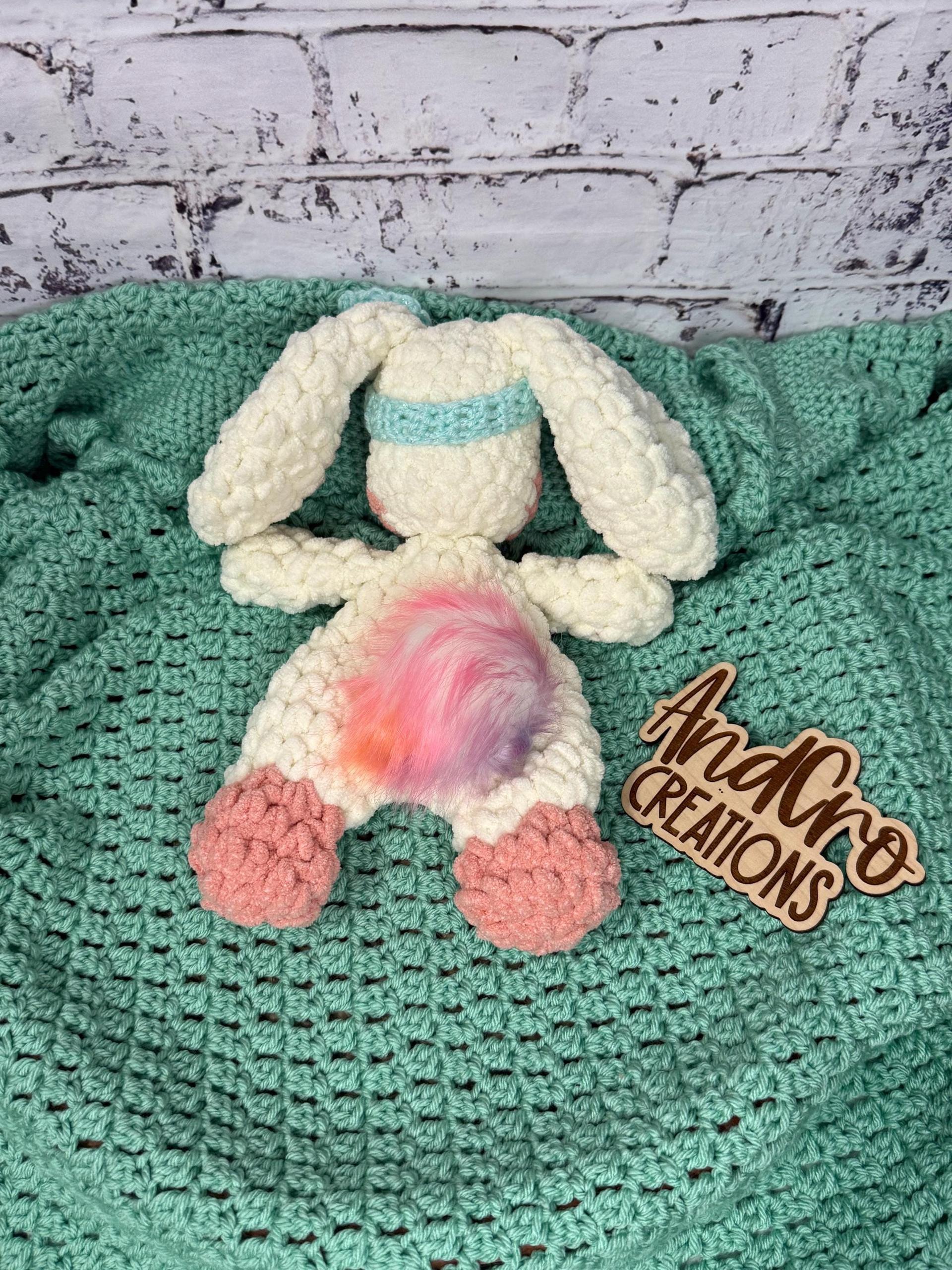 Handmade Plush Bunny Snuggler • Soft Amigurumi Lovey Toy thumbnail 6