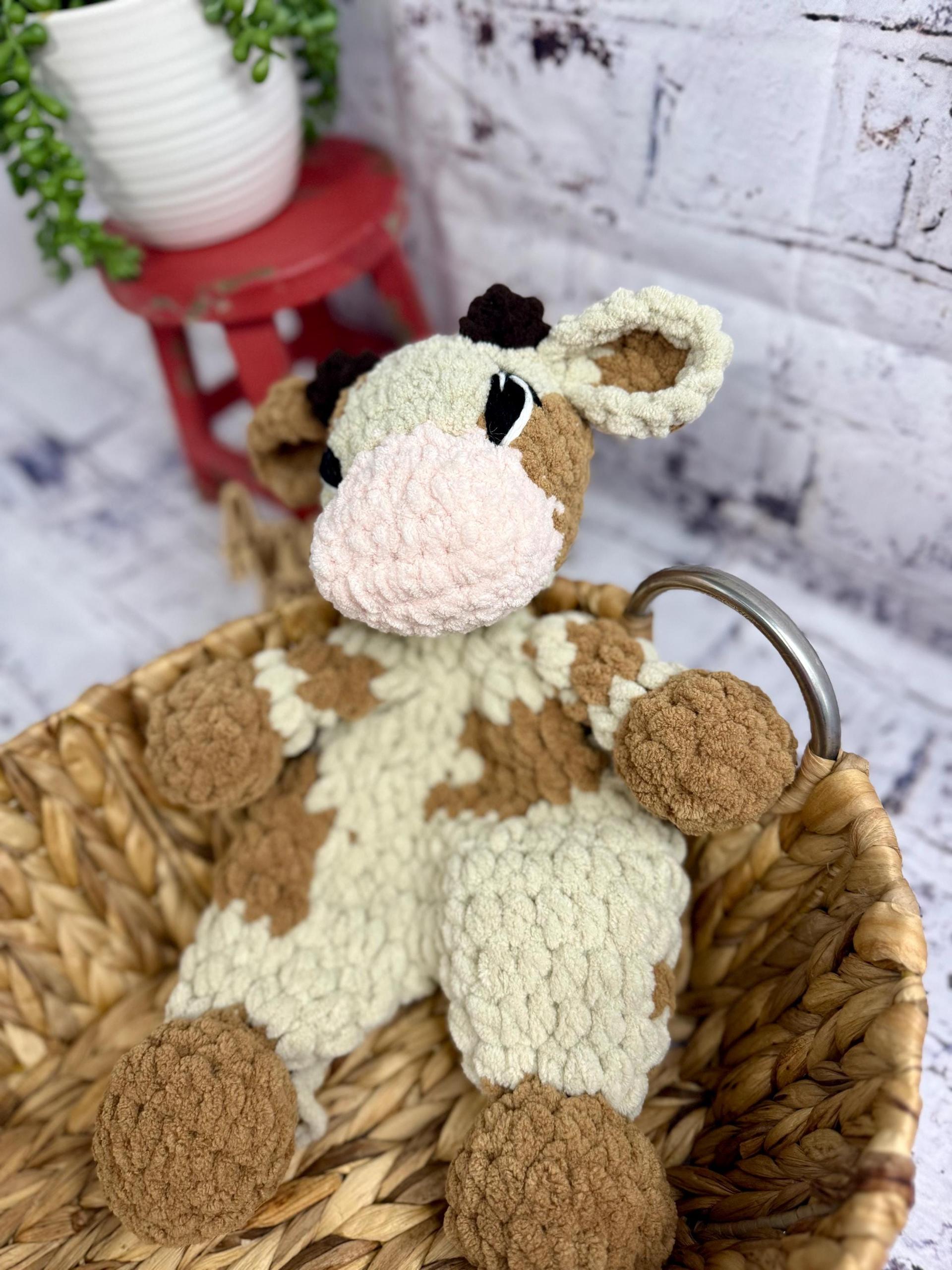 Handmade Amigurumi Cow Plushie • Soft Plush Yarn Stuffed Toy thumbnail 2