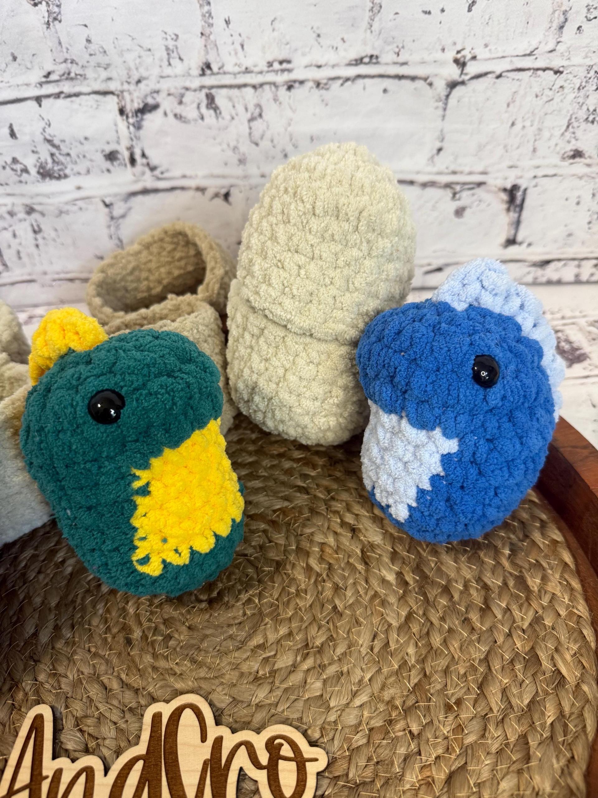Chubby Hatching Dino Crochet Plush Toy • Handmade Stuffed Dino Friend thumbnail 6