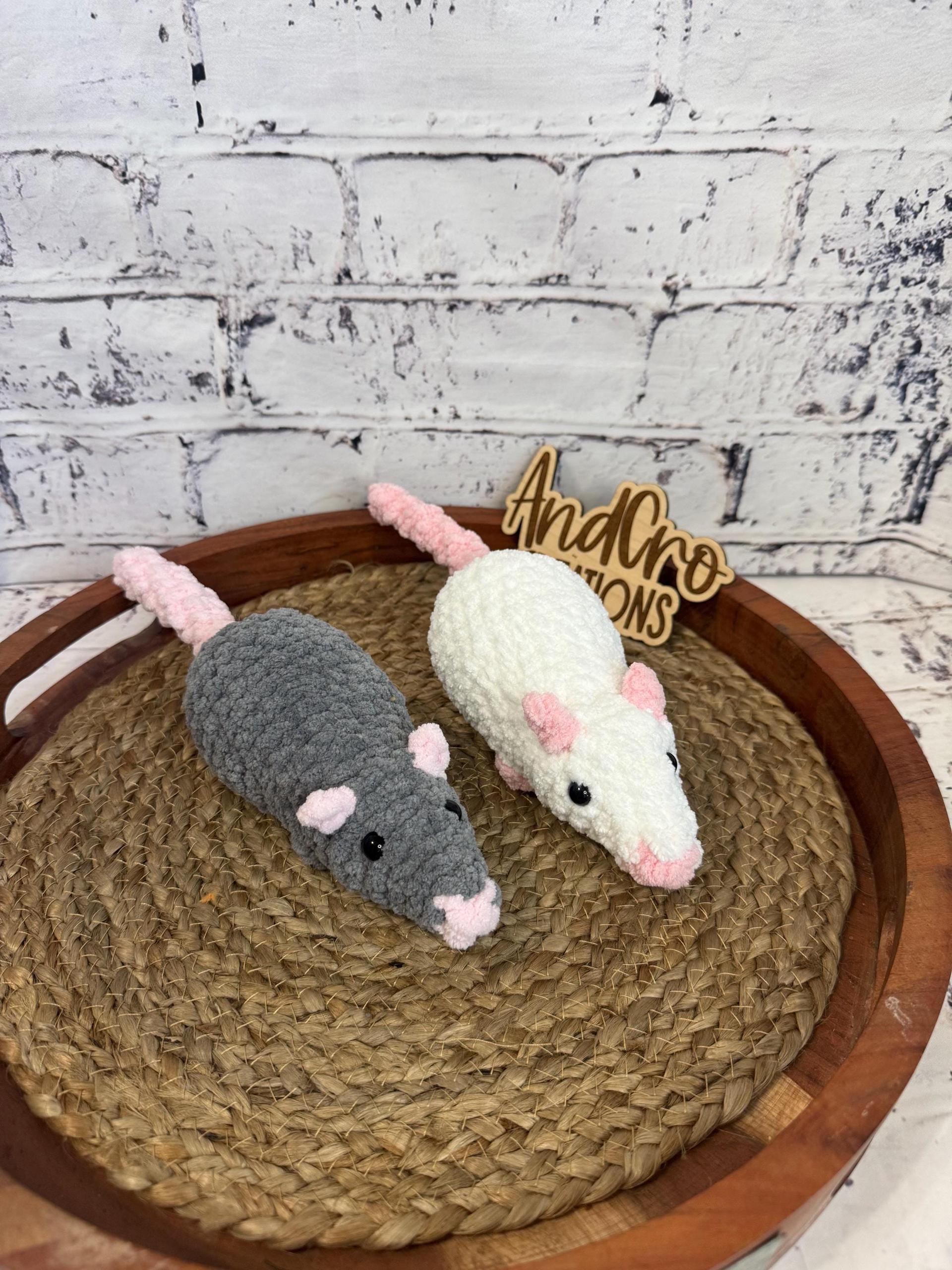 Chubby Amigurumi Rat Crochet Plush Toy • Handmade Stuffed Rat Friend thumbnail 3