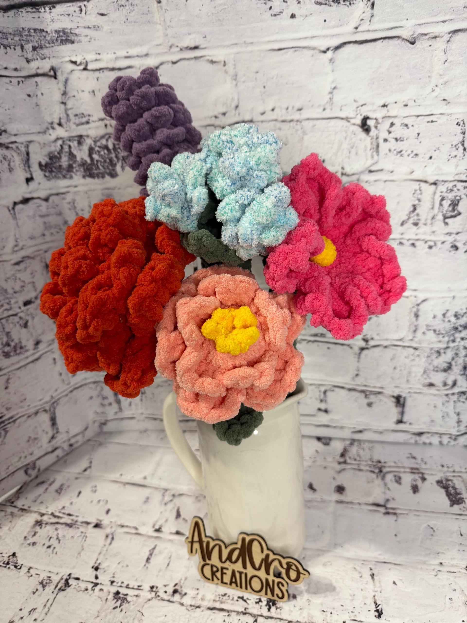 Handmade Crochet Flower – Plush Floral Arrangement – Forever Flowers – Cozy Home Decor – Unique Gift for Her - Bouquet thumbnail 11