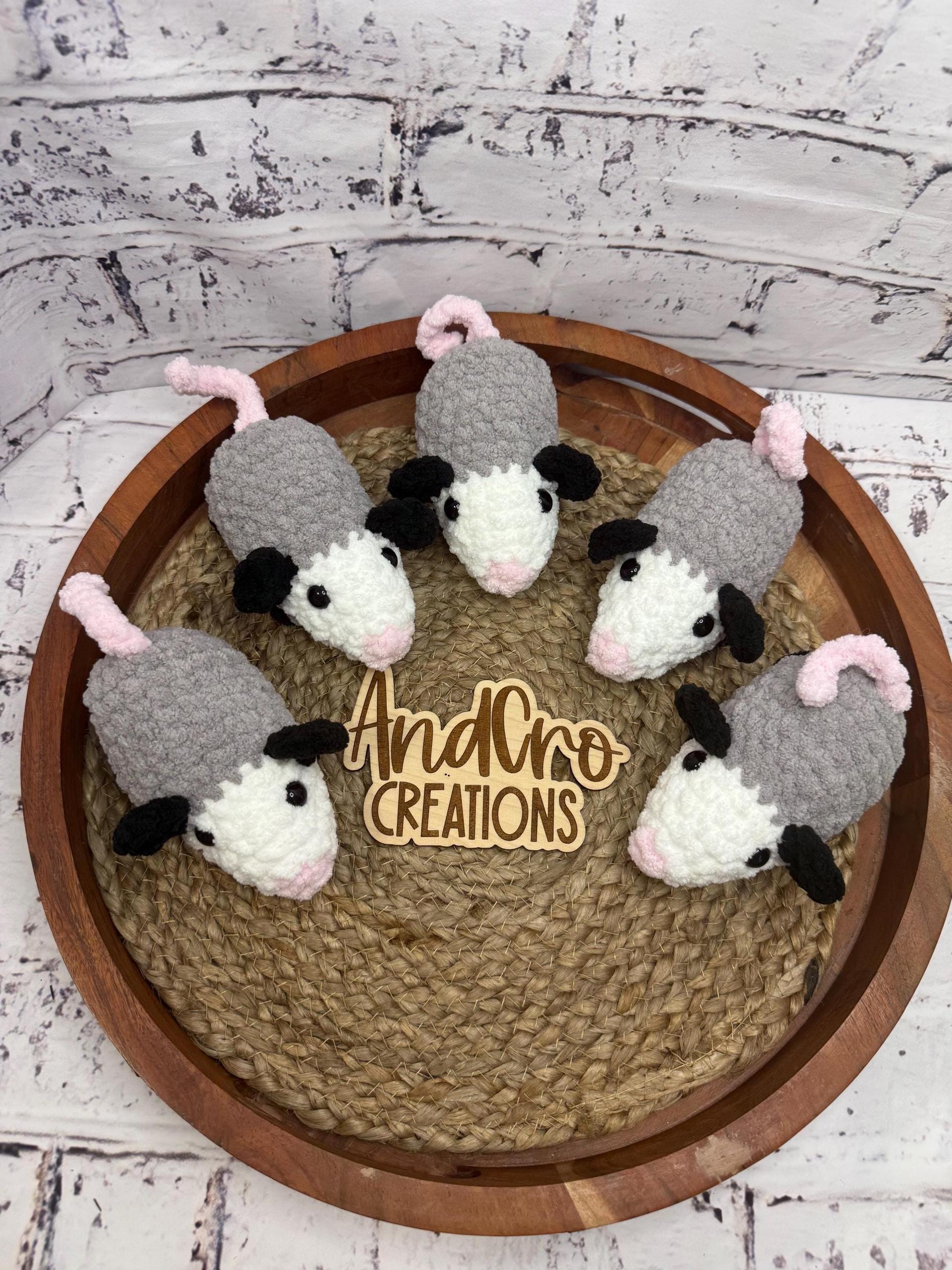 Chubby Amigurumi Opossum Crochet Plush Toy • Handmade Stuffed Opossum Friend • Possum