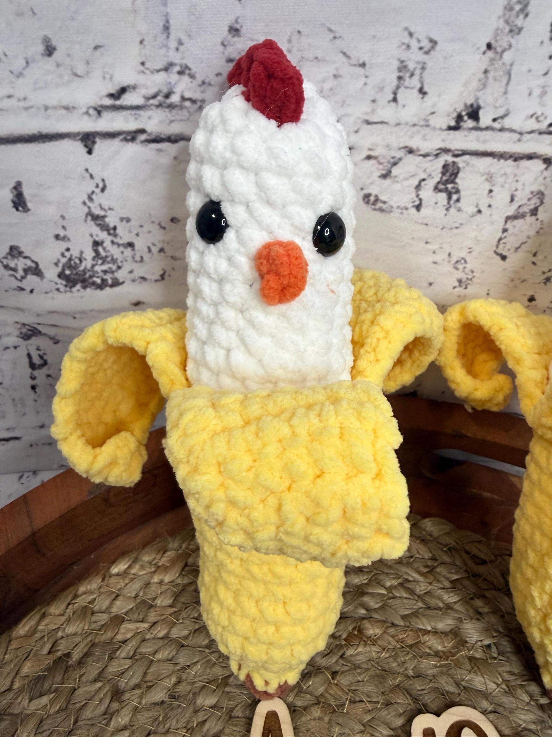 Chubby Amigurumi Chicken Banana Crochet Plush Toy • Handmade Stuffed Chicken Banana Friend thumbnail 2