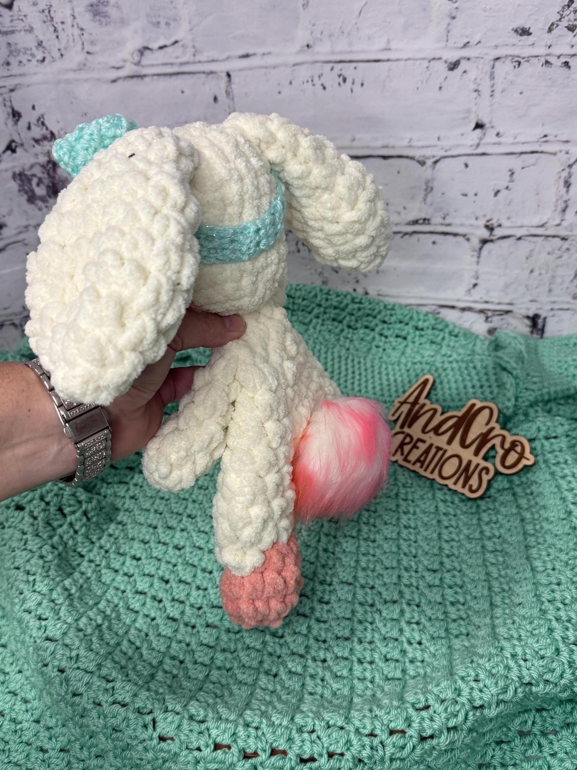 Handmade Plush Bunny Snuggler • Soft Amigurumi Lovey Toy thumbnail 4