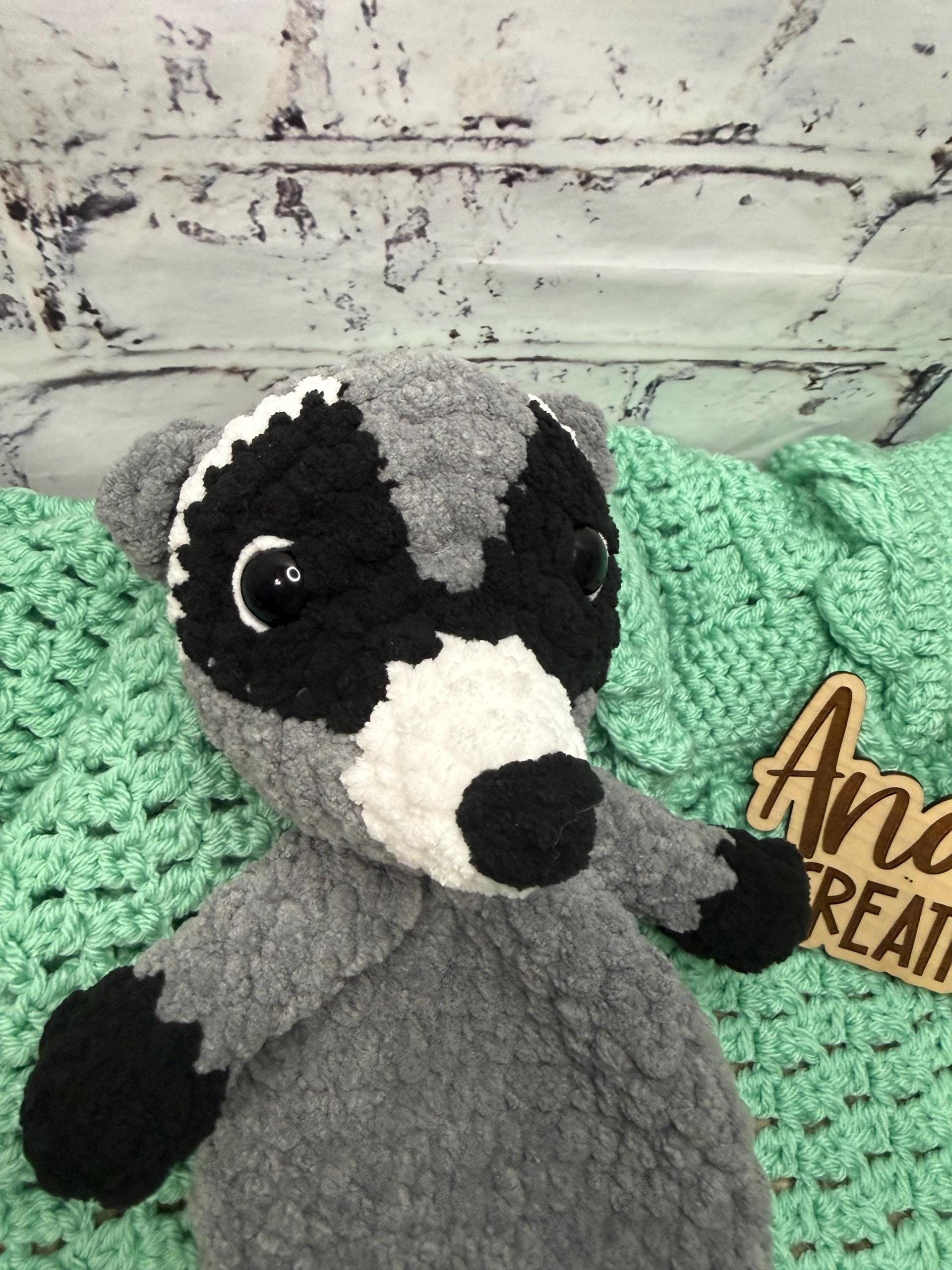 Handmade Plush Raccoon Snuggler • Crocheted Amigurumi Lovey Toy thumbnail 2