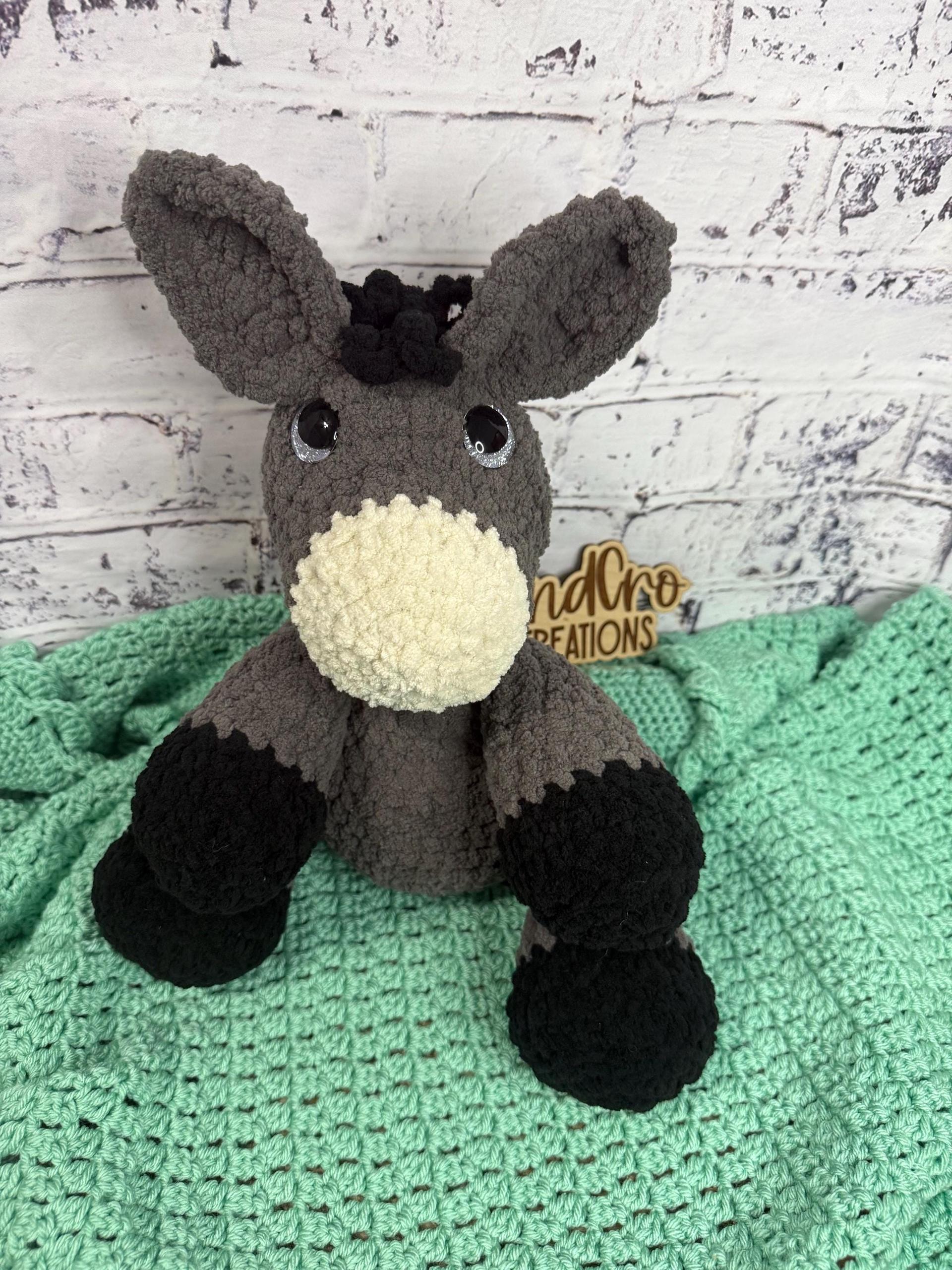 Oversized Crochet Donkey Plushie • Handmade Amigurumi Stuffed Animal Toy thumbnail 5