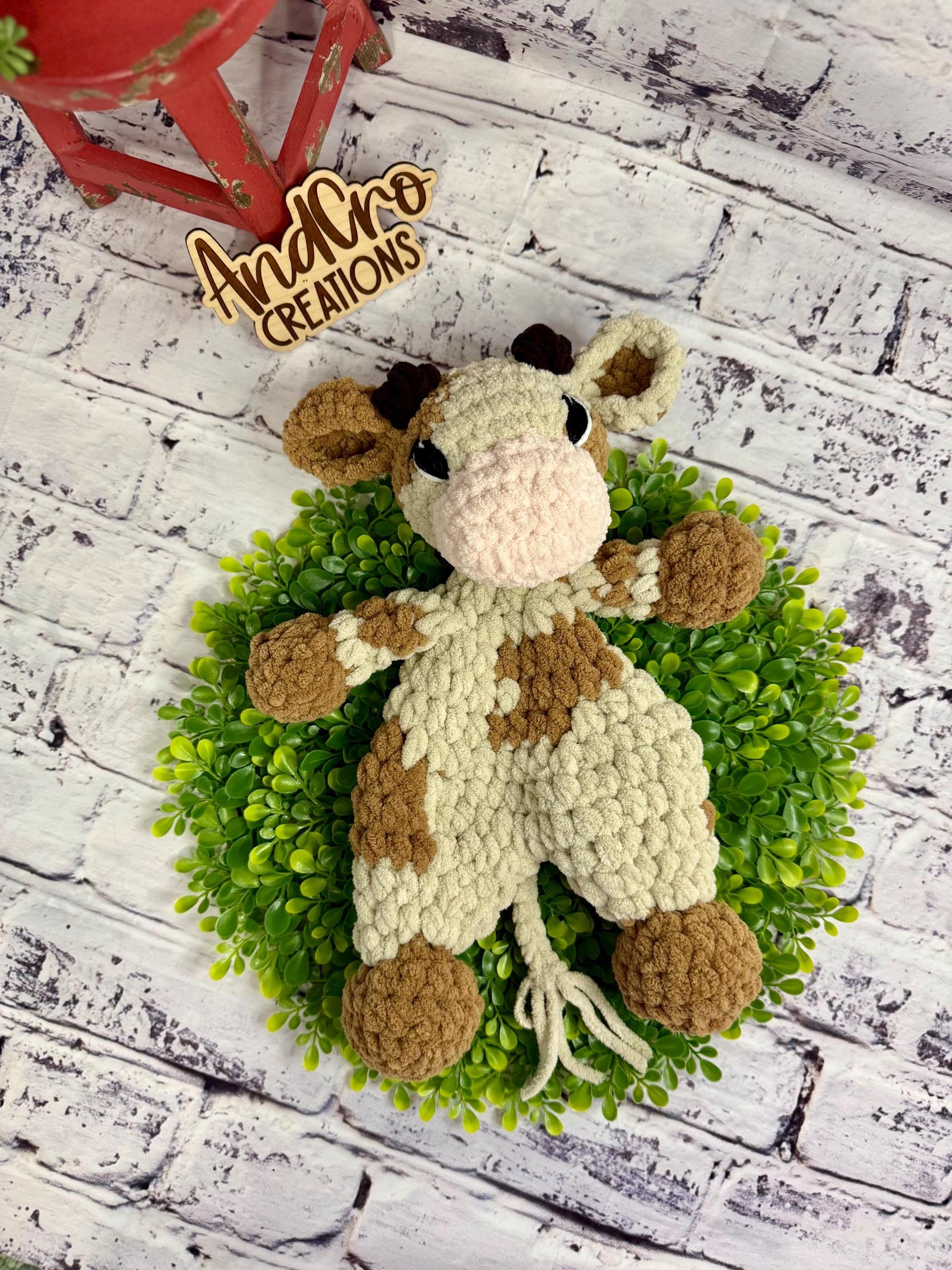 Handmade Amigurumi Cow Plushie • Soft Plush Yarn Stuffed Toy thumbnail 3
