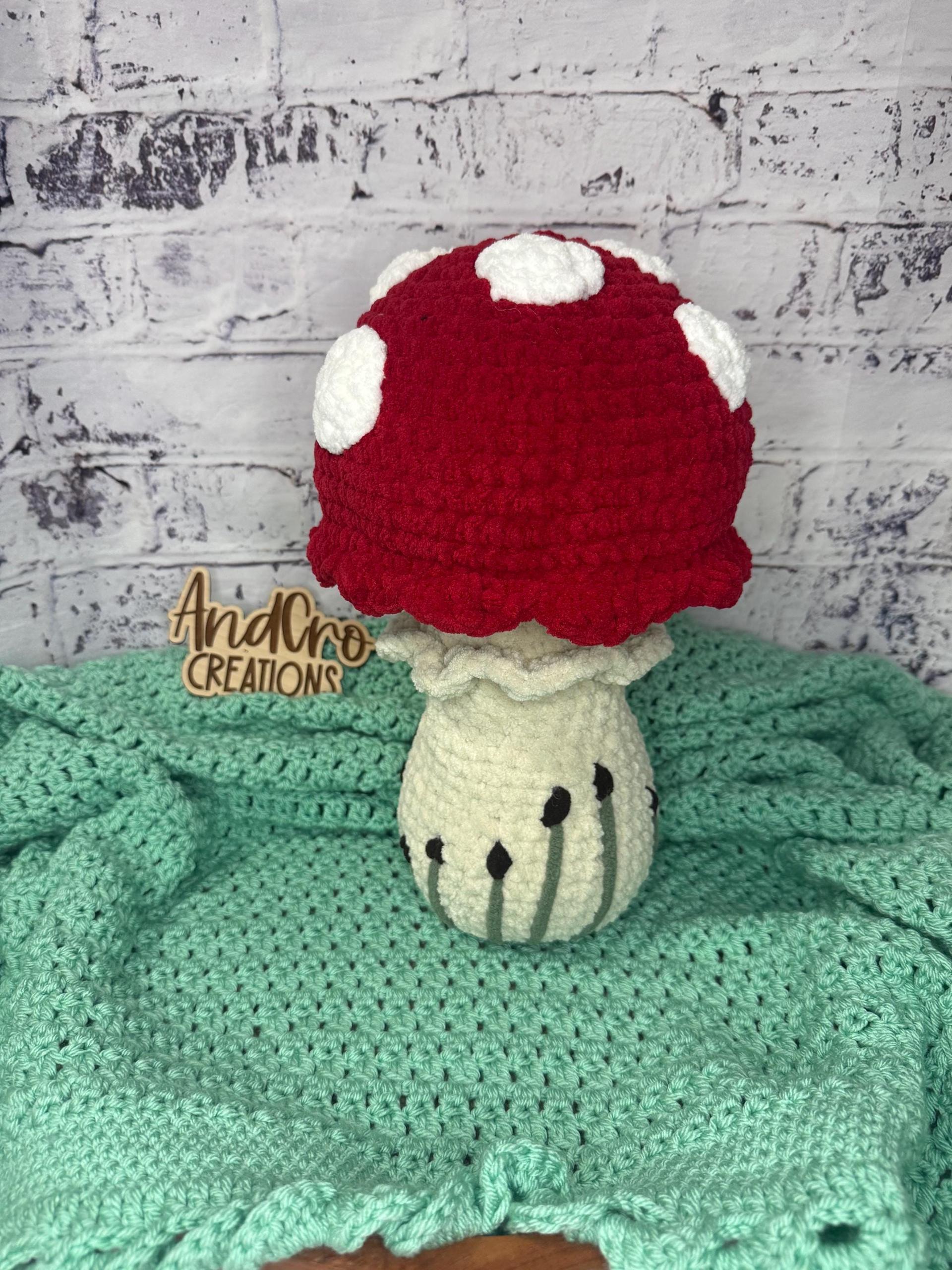 Hand-Crocheted Mushroom Plush • Red Cap White Spots Amigurumi Toy