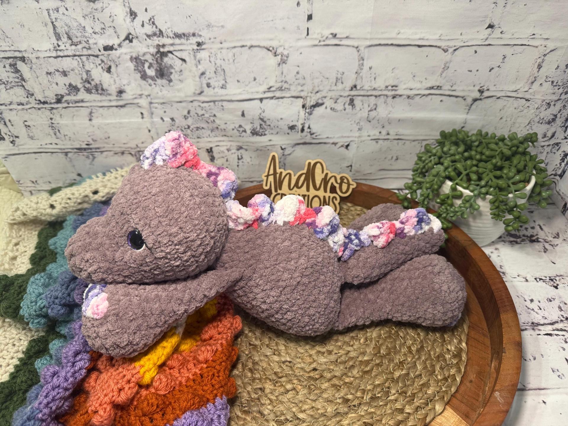 Oversized Crochet Dinosaur Plushie • Handmade Stuffed Animal Toy thumbnail 4