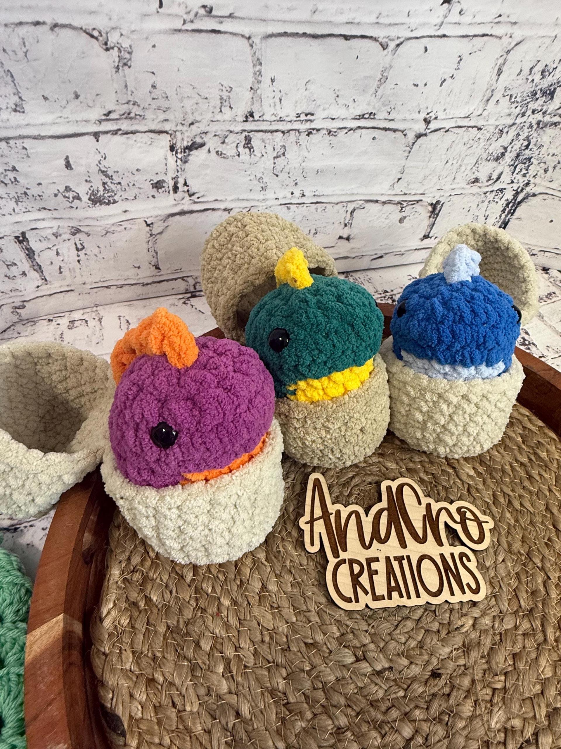 Chubby Hatching Dino Crochet Plush Toy • Handmade Stuffed Dino Friend thumbnail 4