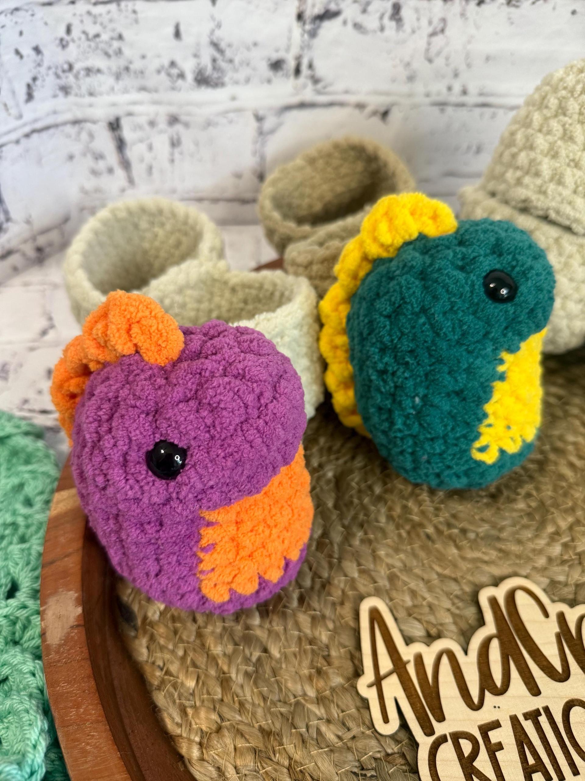 Chubby Hatching Dino Crochet Plush Toy • Handmade Stuffed Dino Friend thumbnail 5