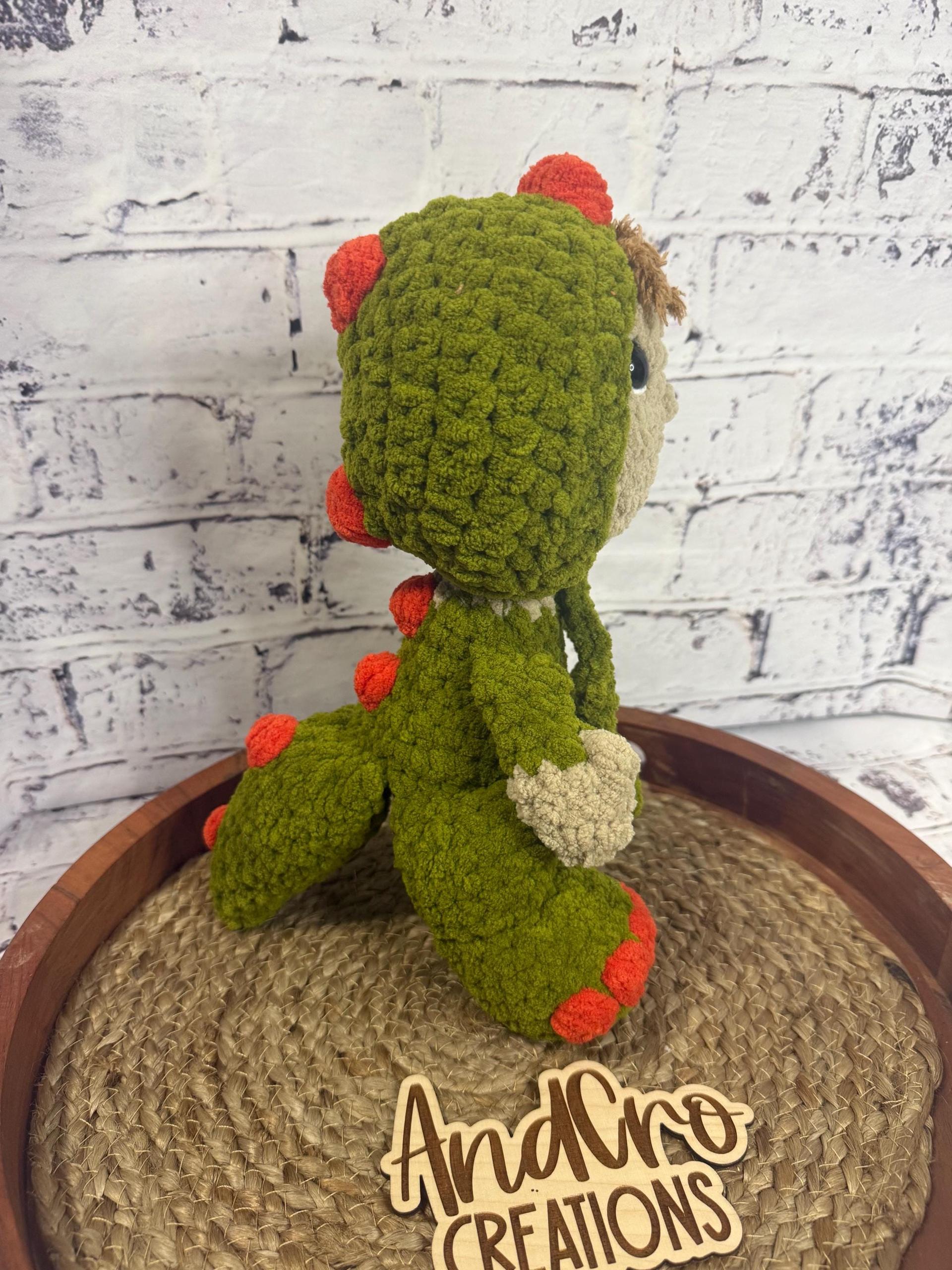 Handmade Crochet Dino Plushie • Soft Plush Stuffed Animal Toy thumbnail 3