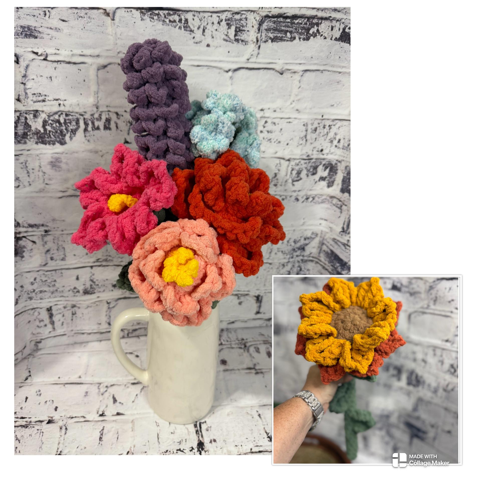 Handmade Crochet Flower – Plush Floral Arrangement – Forever Flowers – Cozy Home Decor – Unique Gift for Her - Bouquet