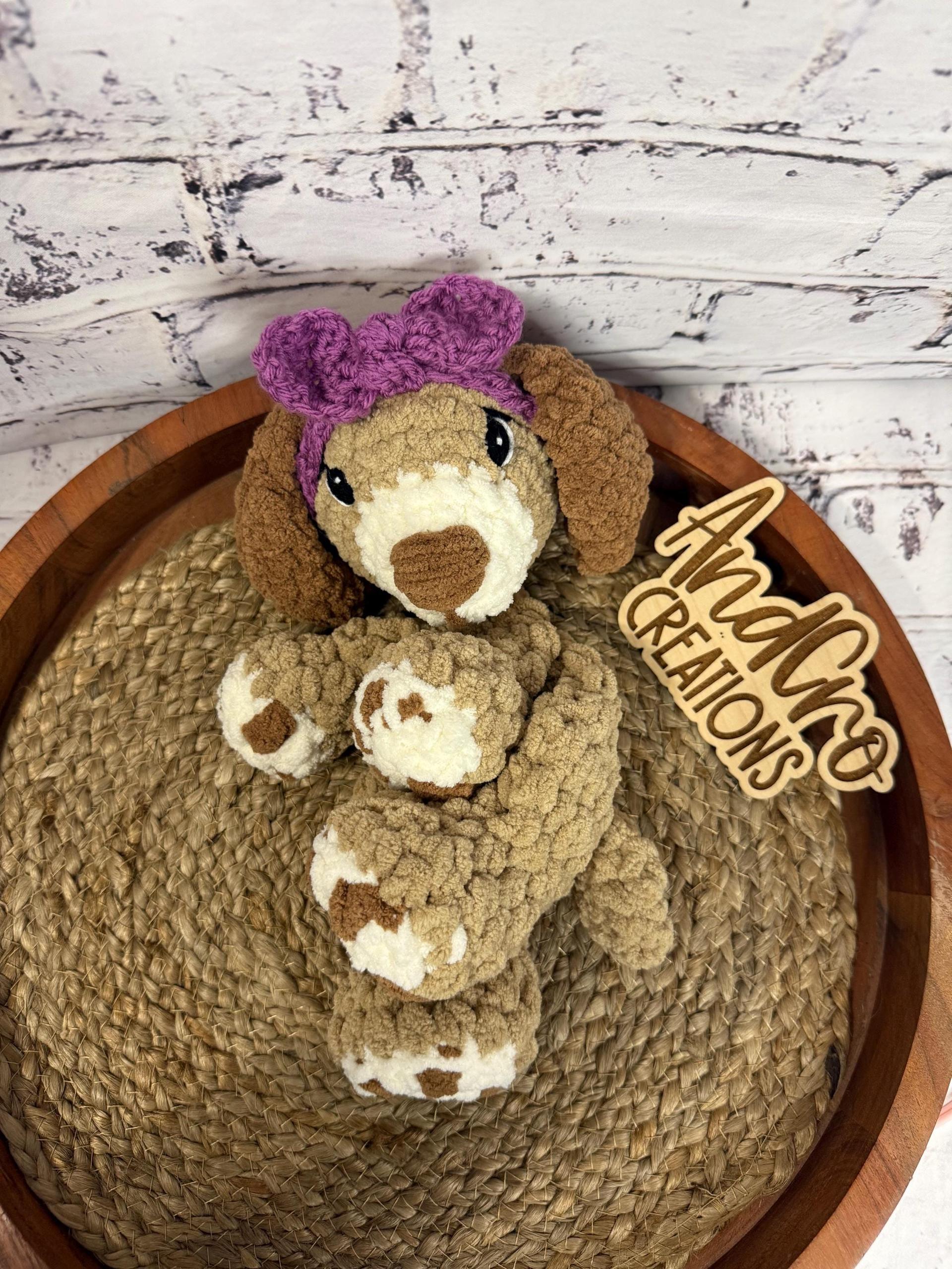 Paw the Puppy Snuggler • Adorable Amigurumi Pup • Handmade Lovey Dog thumbnail 7