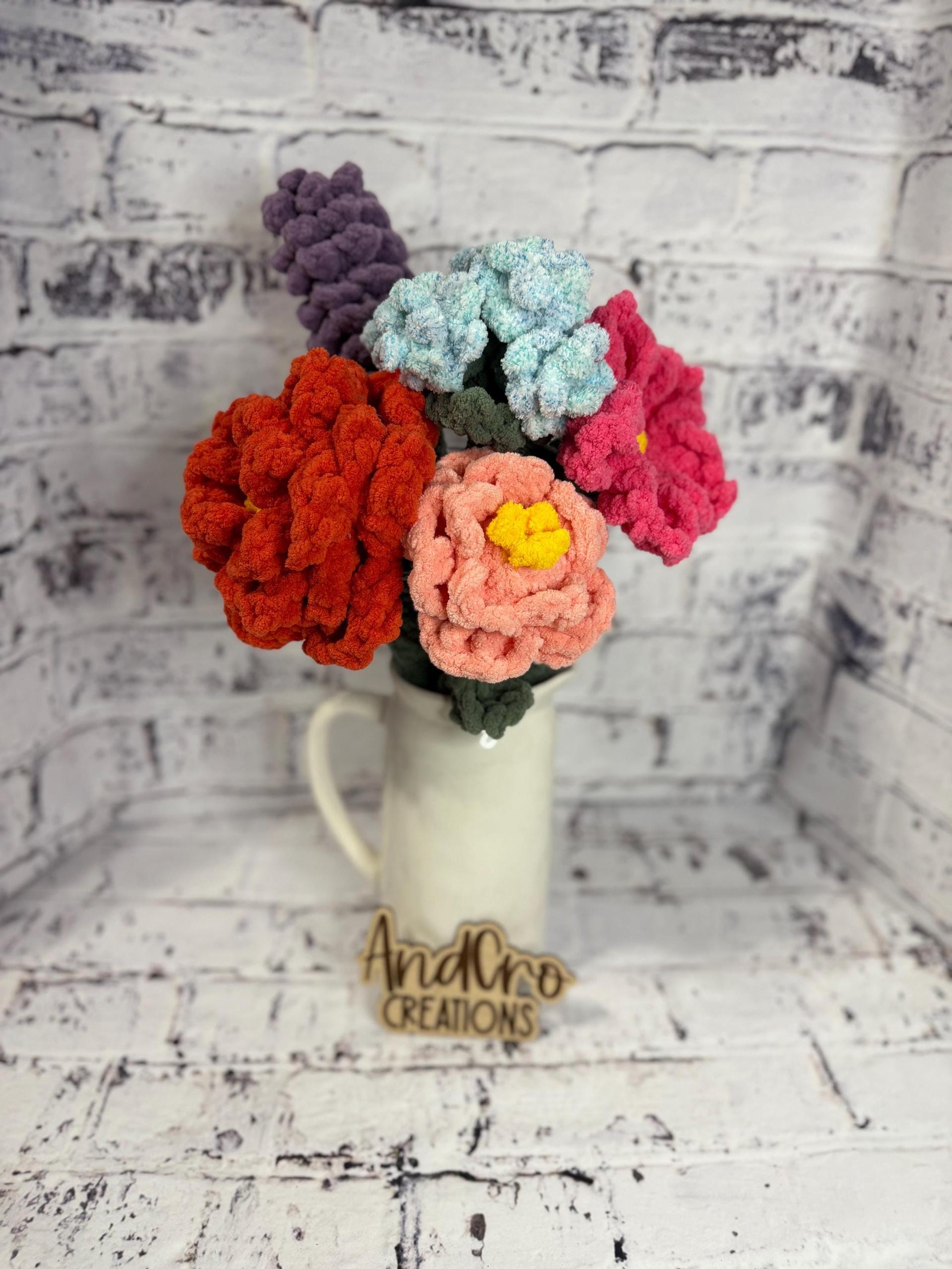 Handmade Crochet Flower – Plush Floral Arrangement – Forever Flowers – Cozy Home Decor – Unique Gift for Her - Bouquet thumbnail 10