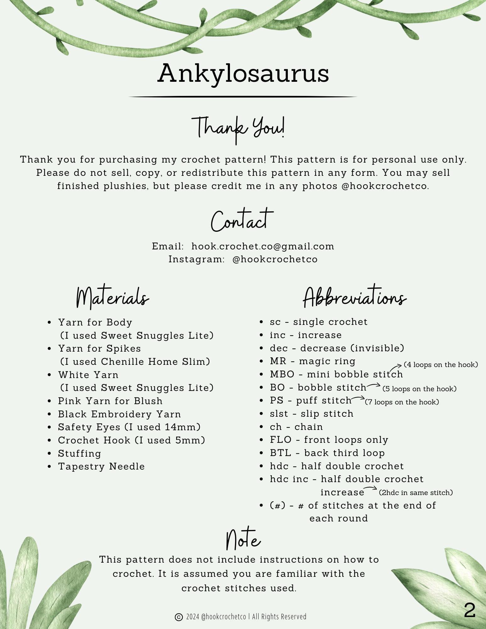 Ankylosaurus Dinosaur Crochet Pattern thumbnail 2