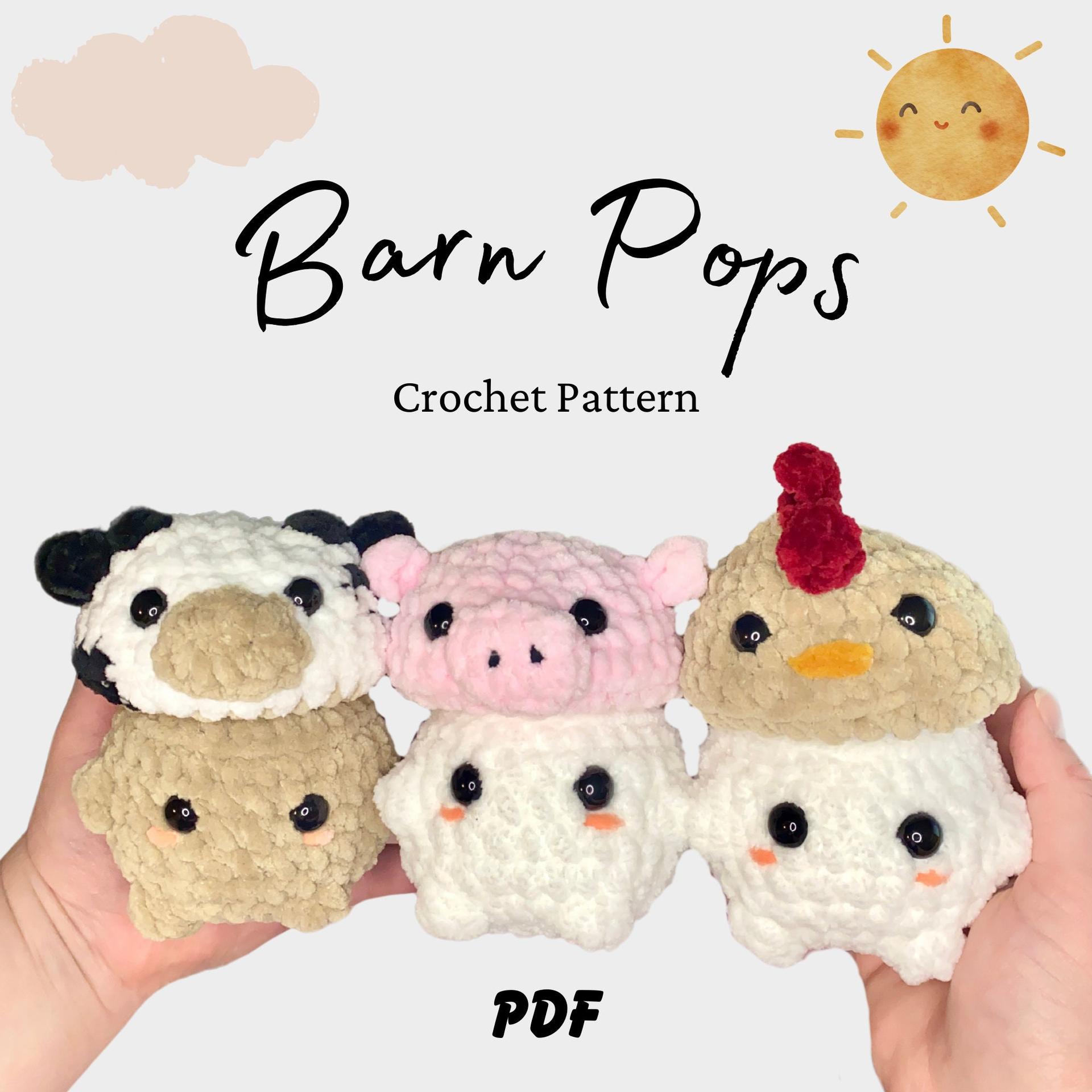 Barn Animal Mushroom Pops Bundle 3-in-1 Pattern