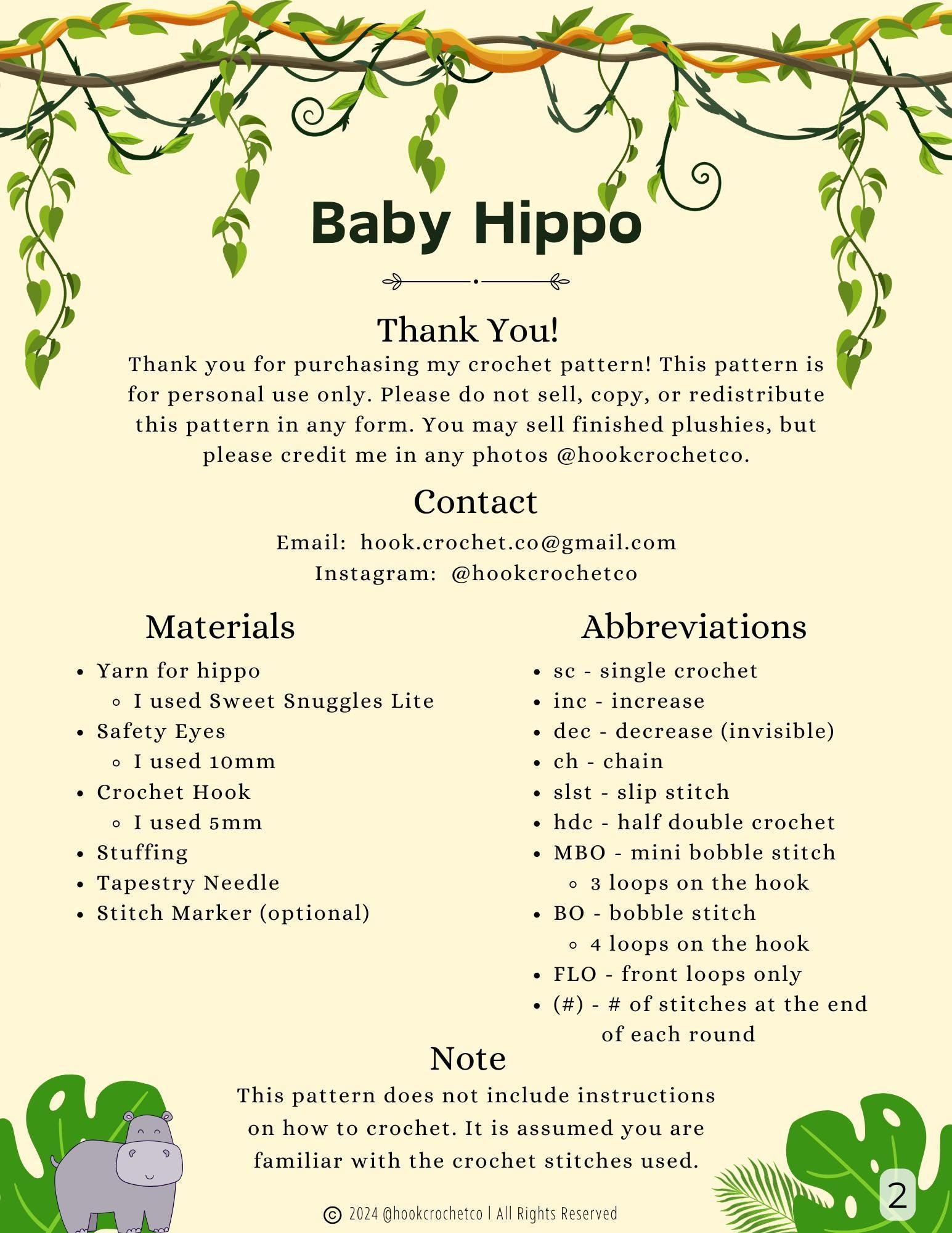 Baby Hippo Crochet Pattern thumbnail 2