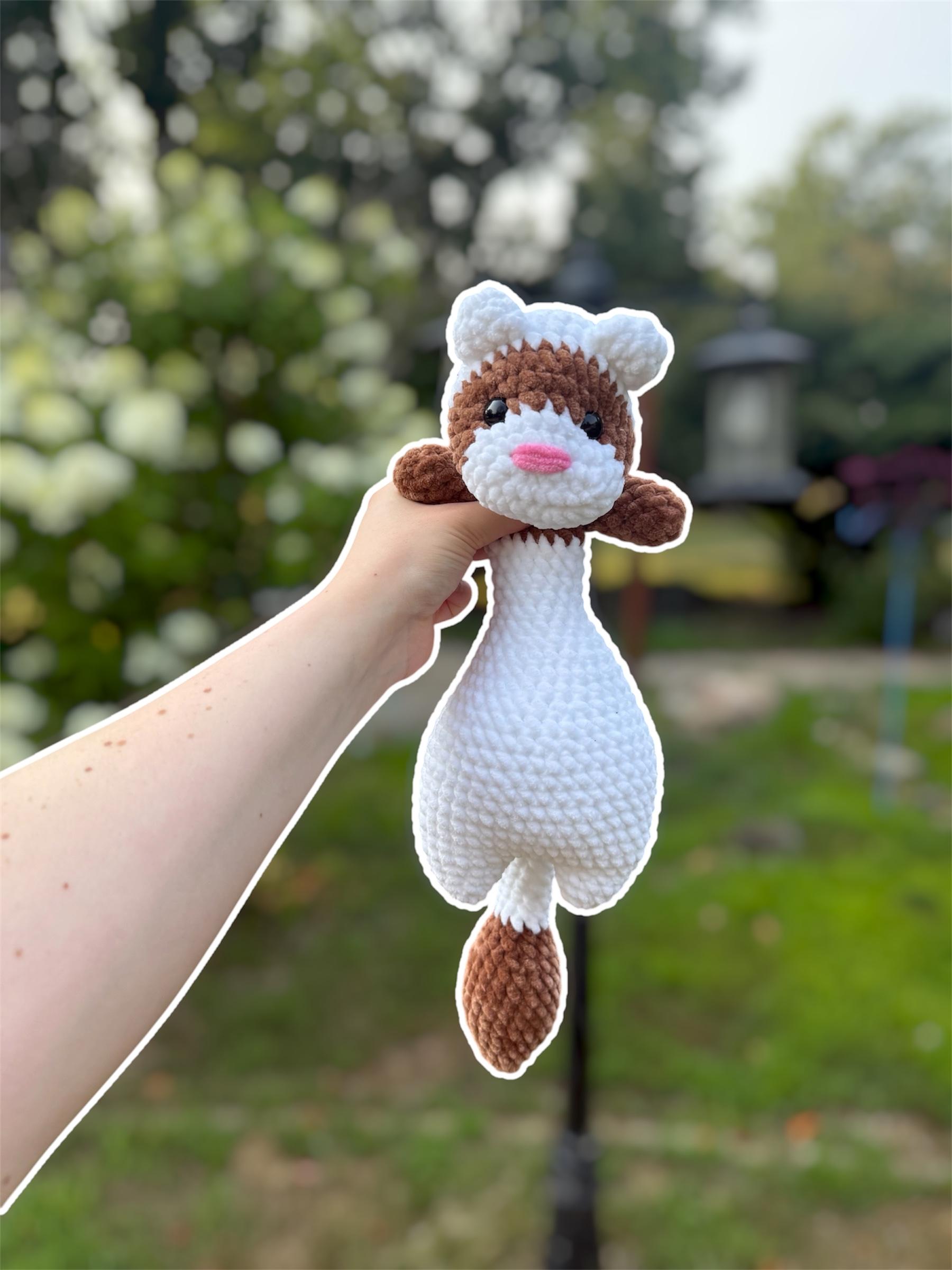 Large Handmade Crochet Weighted Ferret Plushie