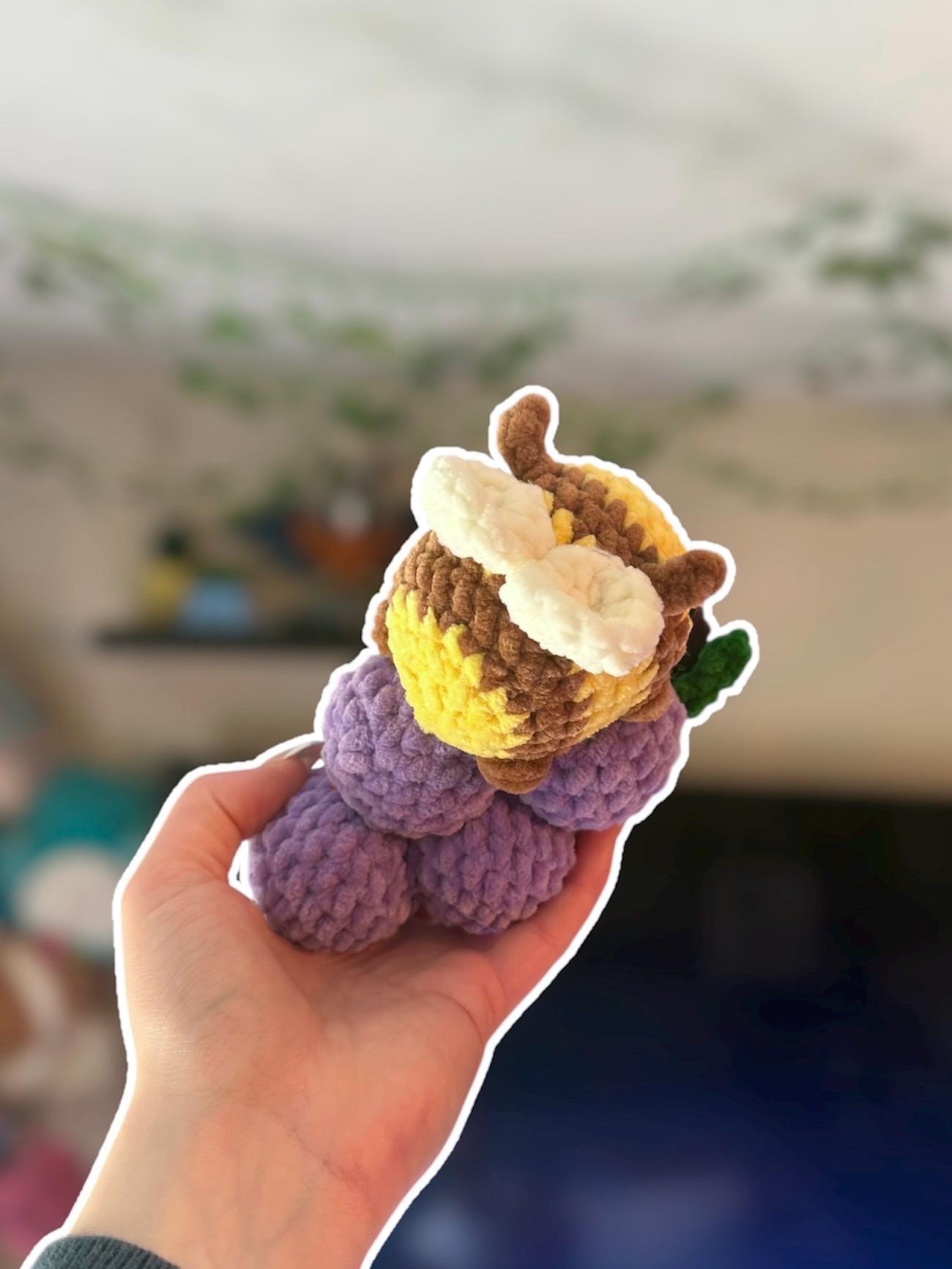 Handmade Crochet Bee Plushie - Stuffed Vineyard Amigurumi thumbnail 5