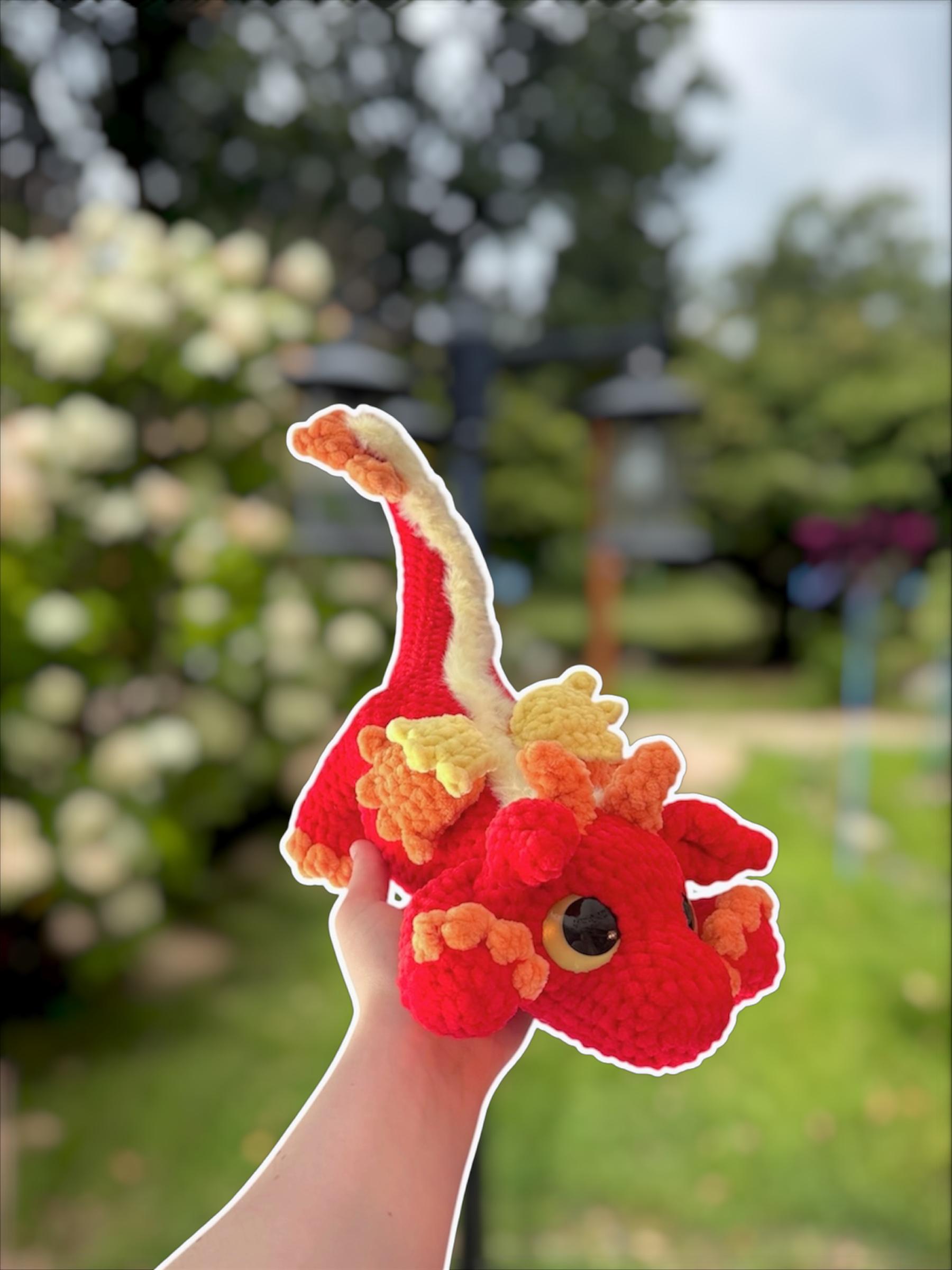 Handmade Crochet Playful Dragon Plushie – Stuffed Animal Amigurumi thumbnail 2