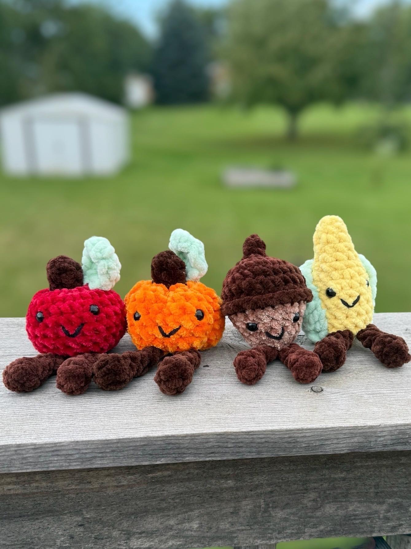 4in1 Easy Low Sew Crochet Fall Foods Pattern – Jellycat Inspired (PDF Digital Download)