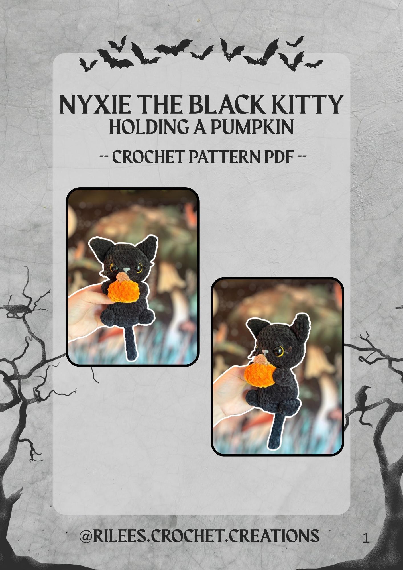 PATTERN - Nyxie the Black Kitty Holding a Pumpkin - Easy Crochet PDF Digital Download thumbnail 2
