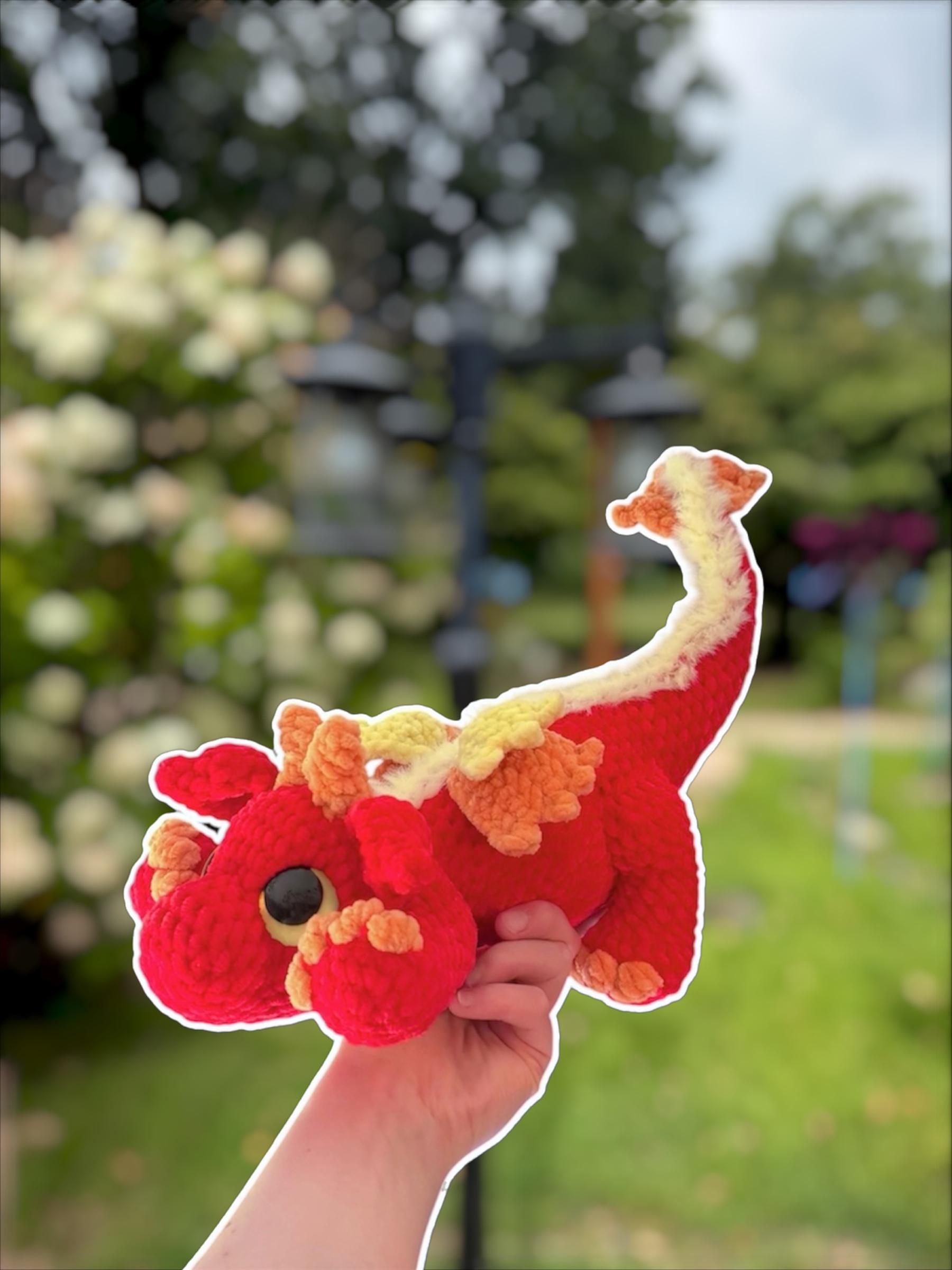 Handmade Crochet Playful Dragon Plushie – Stuffed Animal Amigurumi thumbnail 3