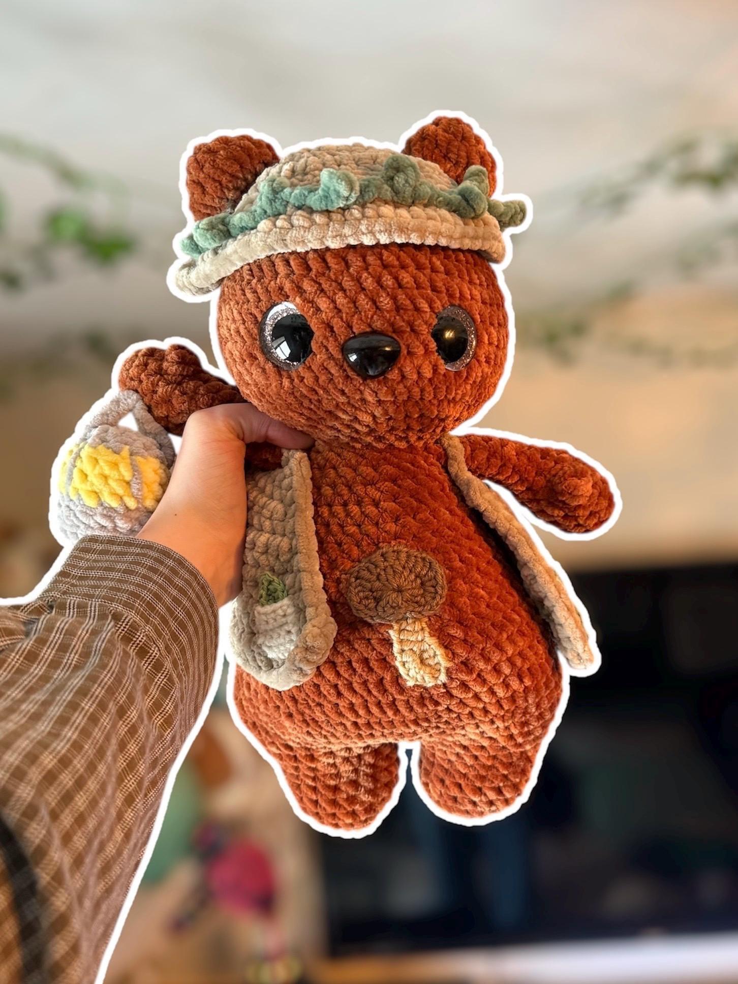 Handmade Crochet Explorer Bear Plushie – Amigurumi Stuffed Animal