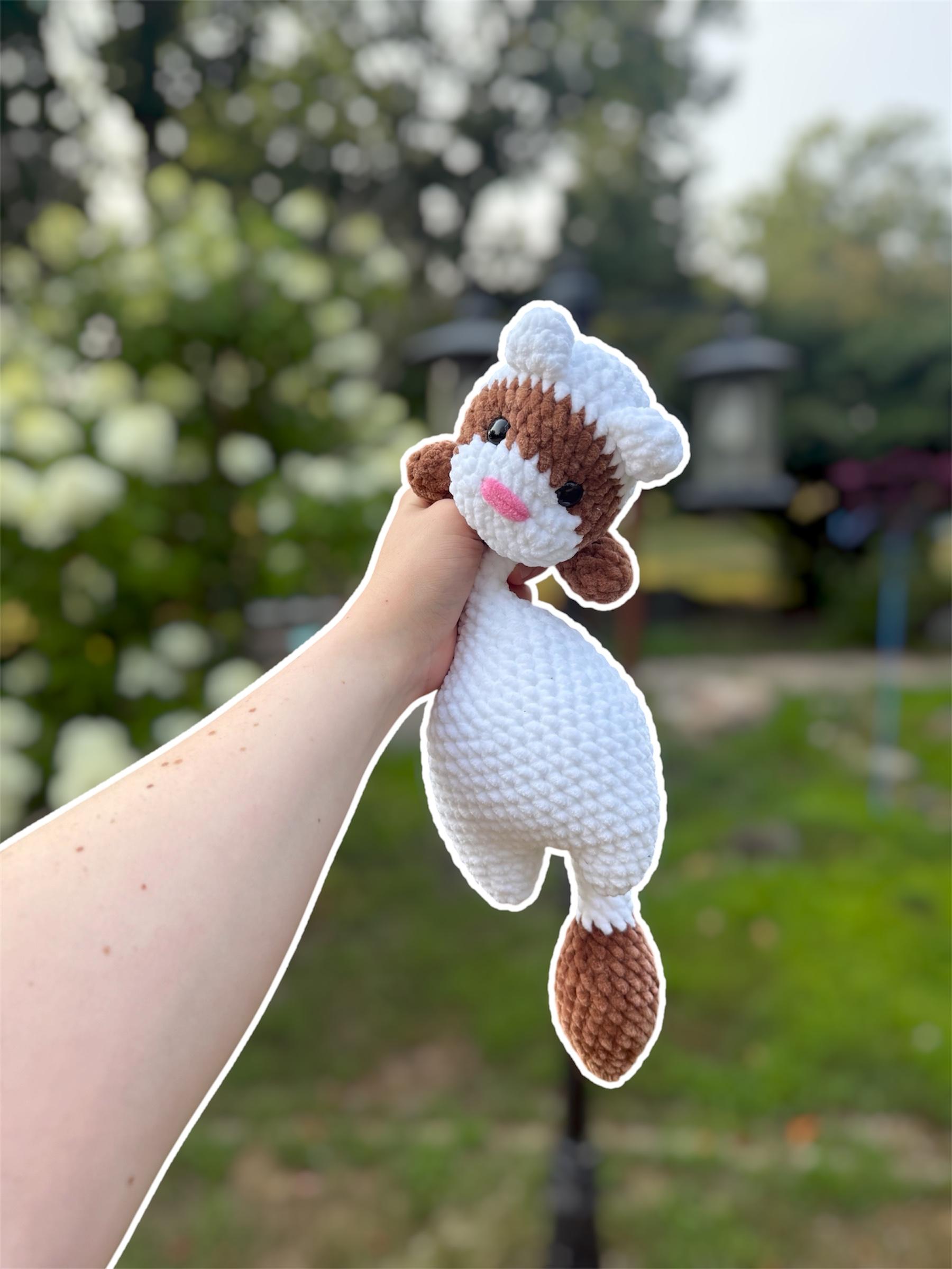 Large Handmade Crochet Weighted Ferret Plushie thumbnail 2