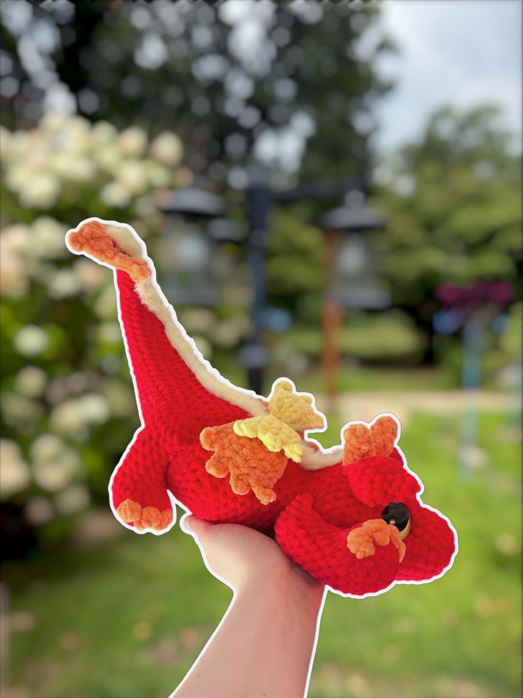 Handmade Crochet Playful Dragon Plushie – Stuffed Animal Amigurumi thumbnail 4