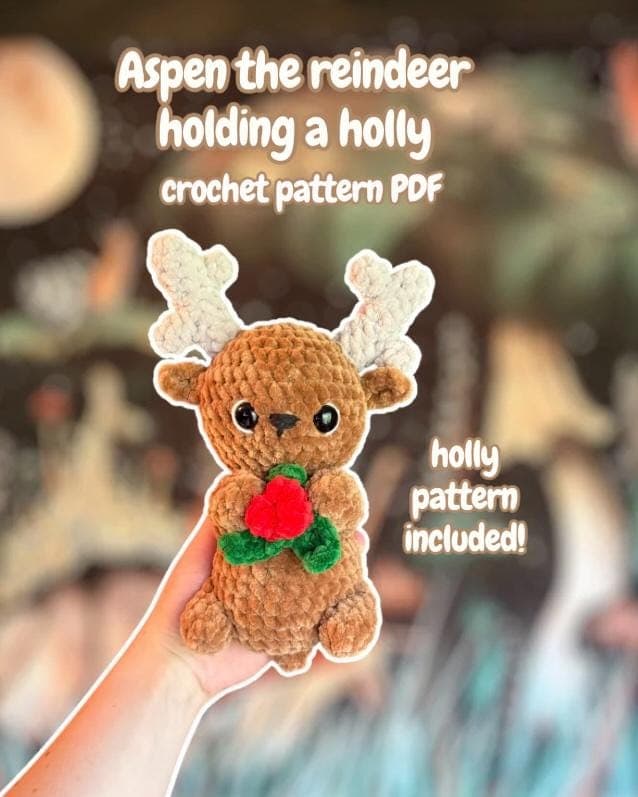 Aspen the Reindeer Crochet Amigurumi Pattern - Easy Intermediate Crochet (PDF Digital Download)