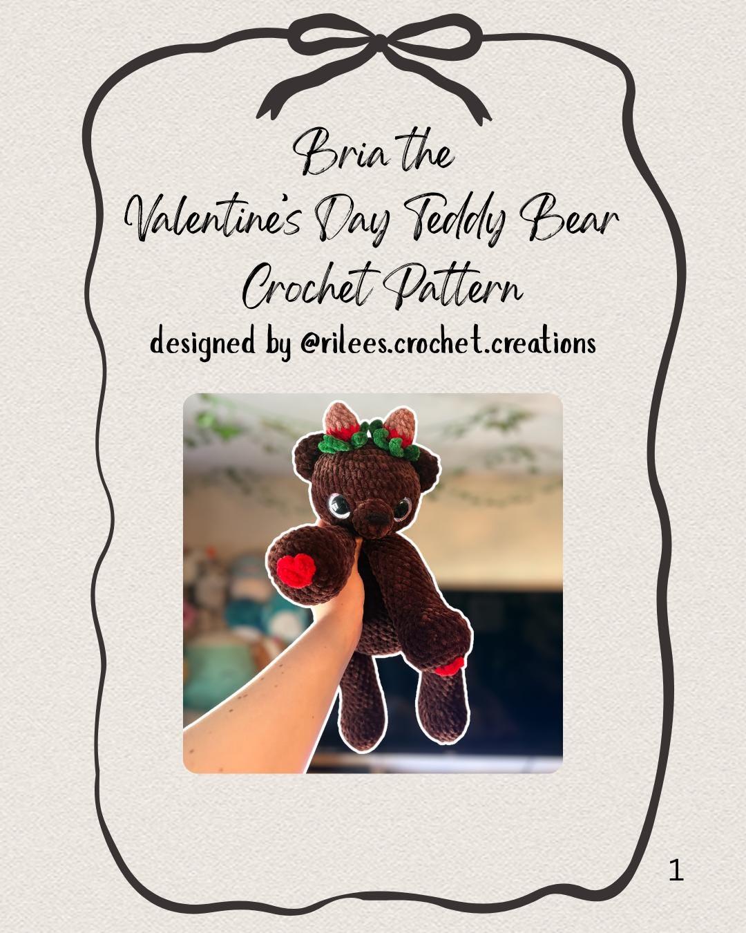 Bria the Valentines Day Bear Amigurumi Crochet Pattern - Easy Intermediate DIY (PDF Digital Download) thumbnail 7