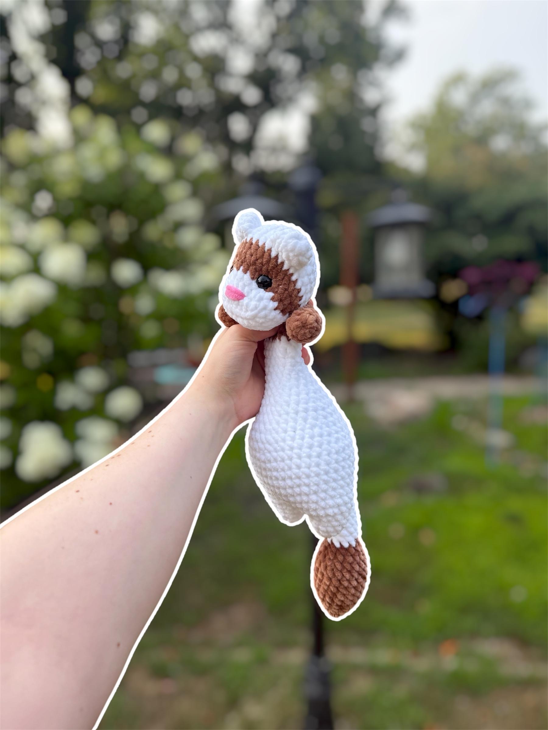 Large Handmade Crochet Weighted Ferret Plushie thumbnail 4